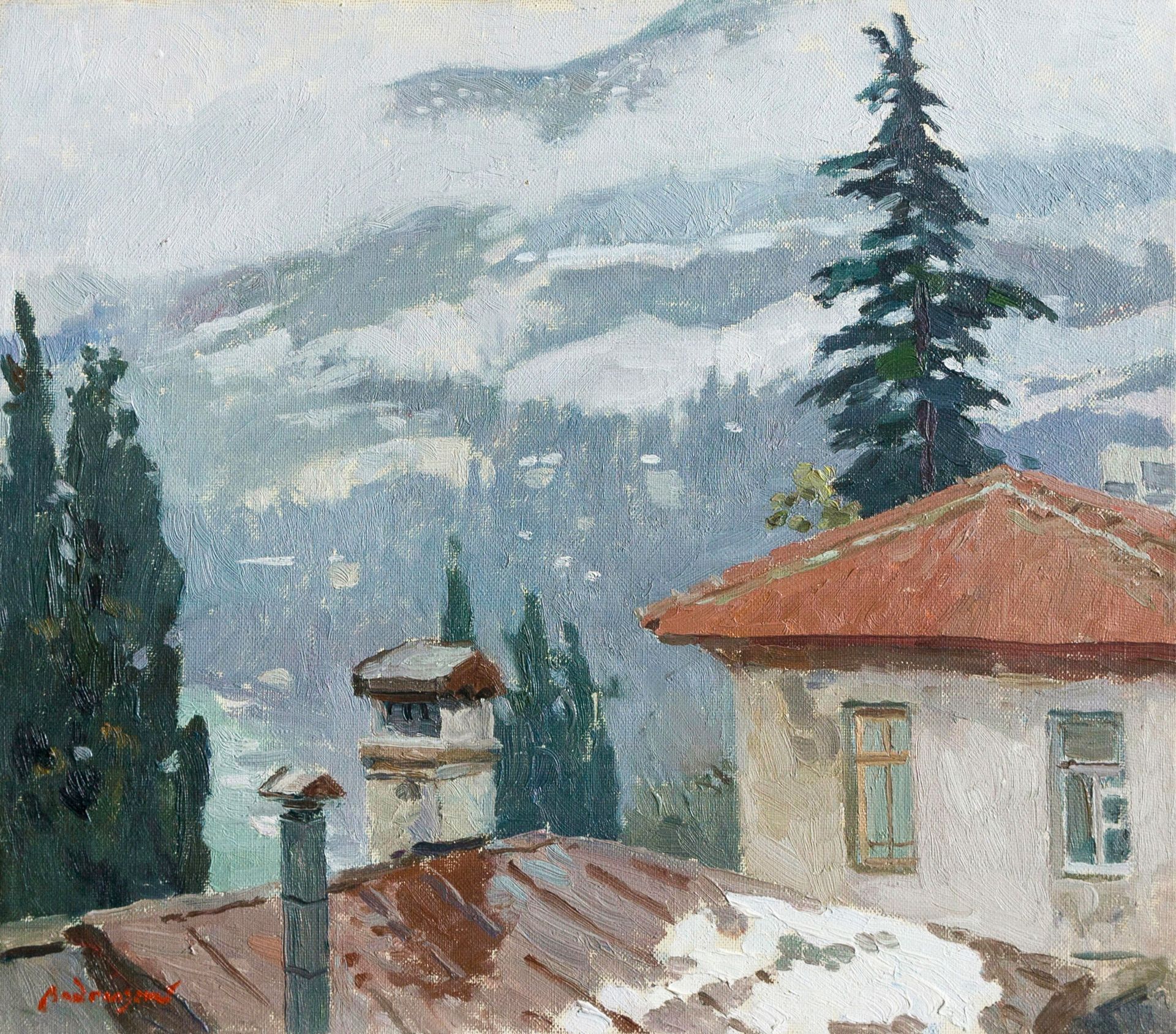 Николай Водолазский (Картина, живопись - 
                  40 x 35 см) Гурзуф зимой