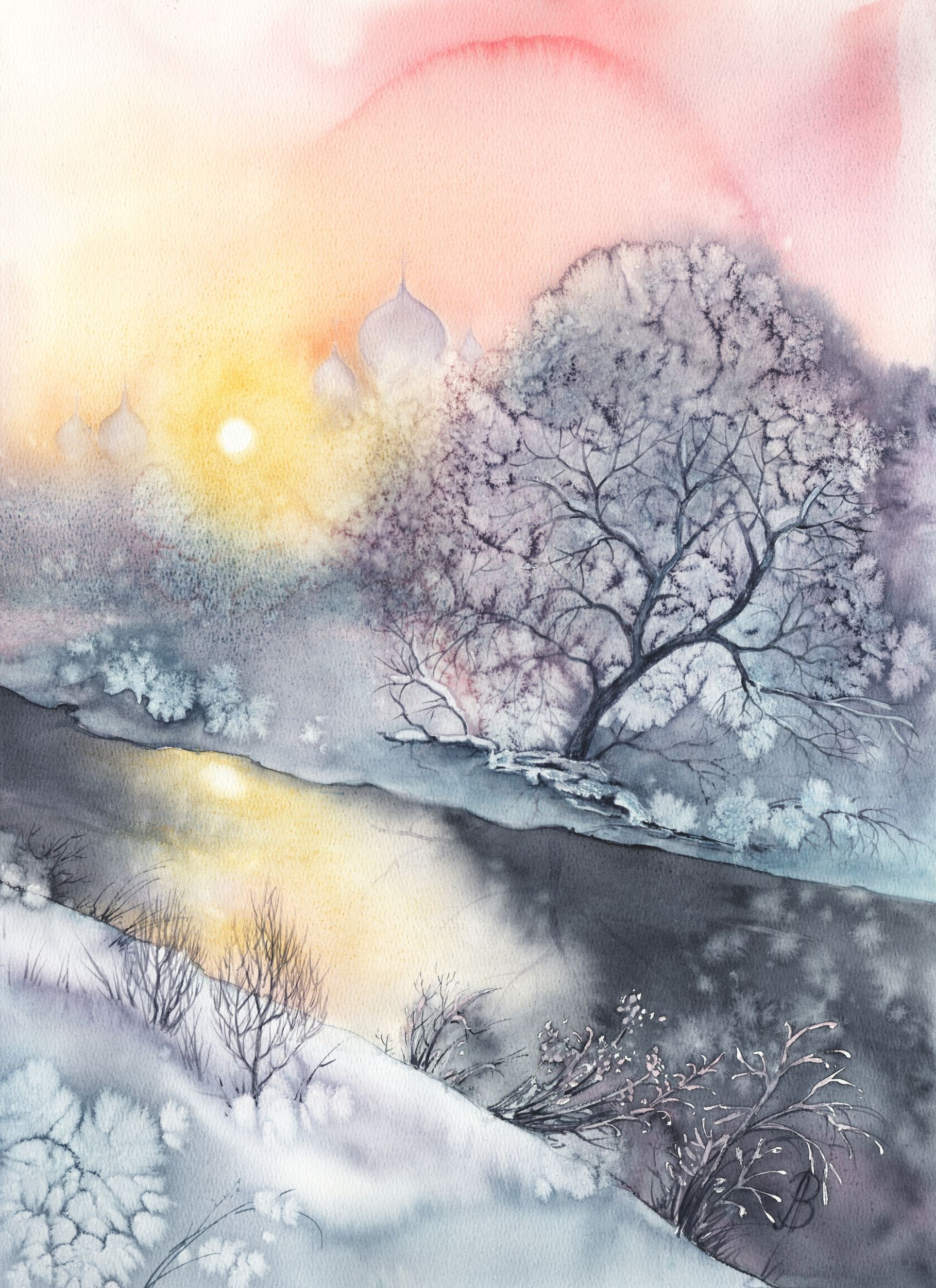 Алла Валежина (Авторская графика - 
                  39 x 43 см) Новый день