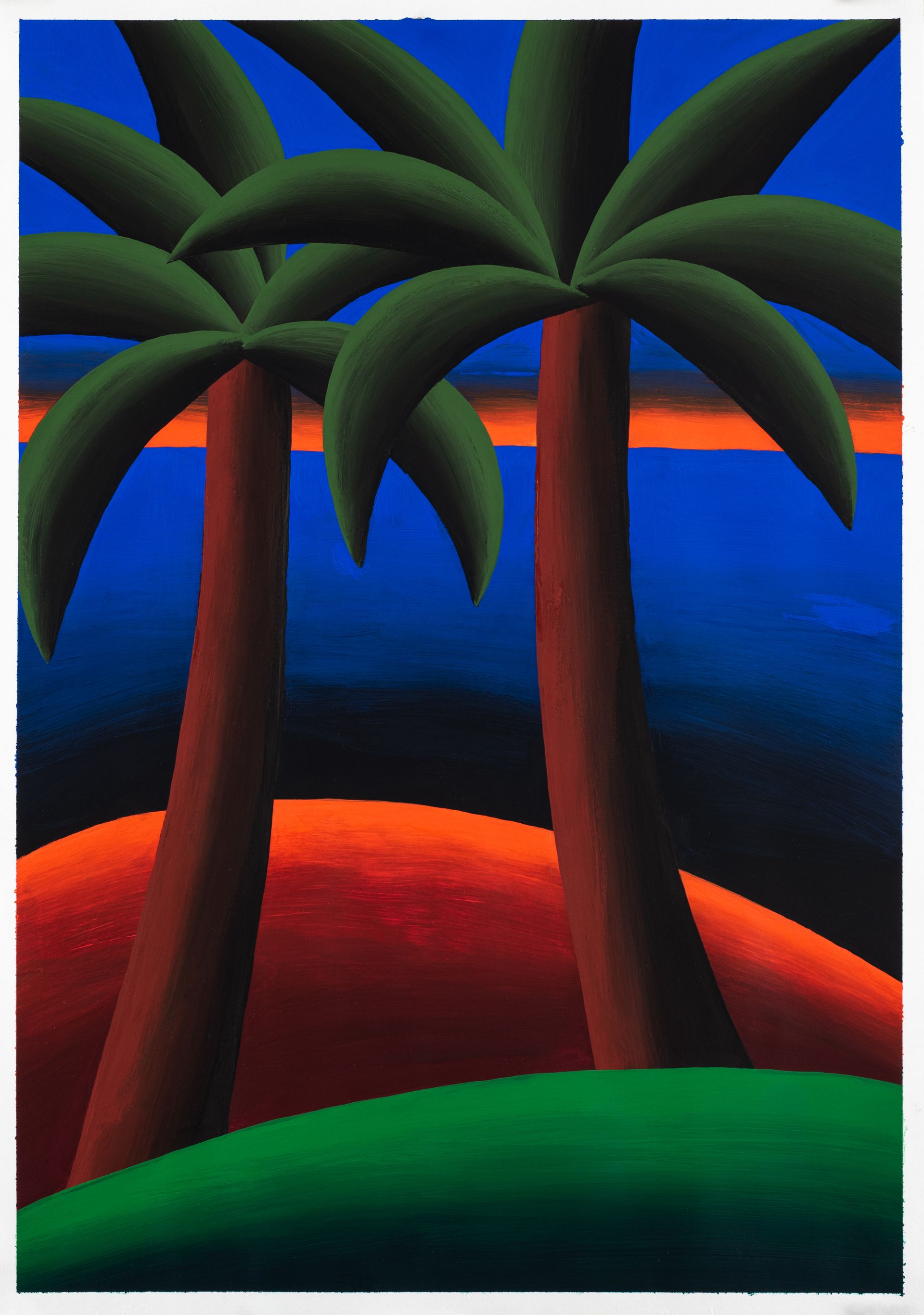 Олег Хвостов (Авторская графика - 
                  40 x 57.5 см) Пейзаж с пальмами