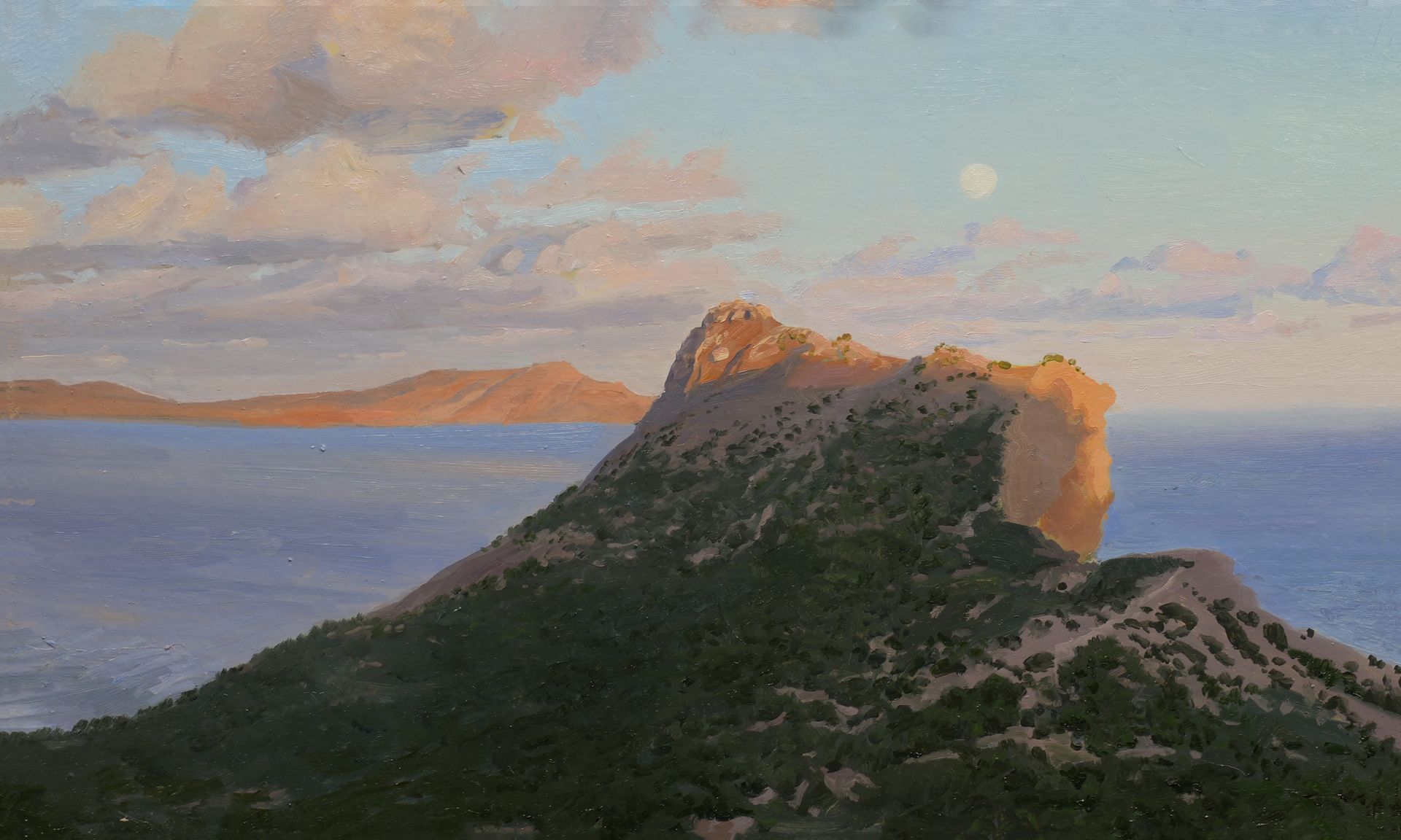 Михаил Псюрников (Авторская графика - 
                  25 x 15 см) Вечер на Коба-Кая