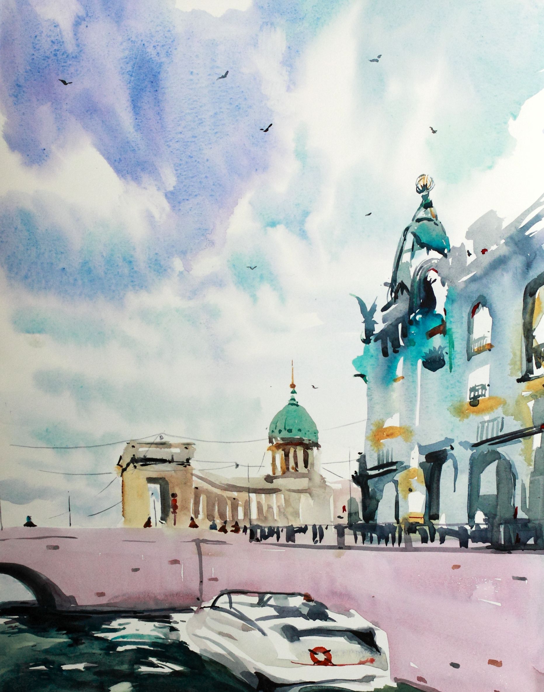 Дарья Парий (Авторская графика - 
                  28 x 36 см) Казанский мост