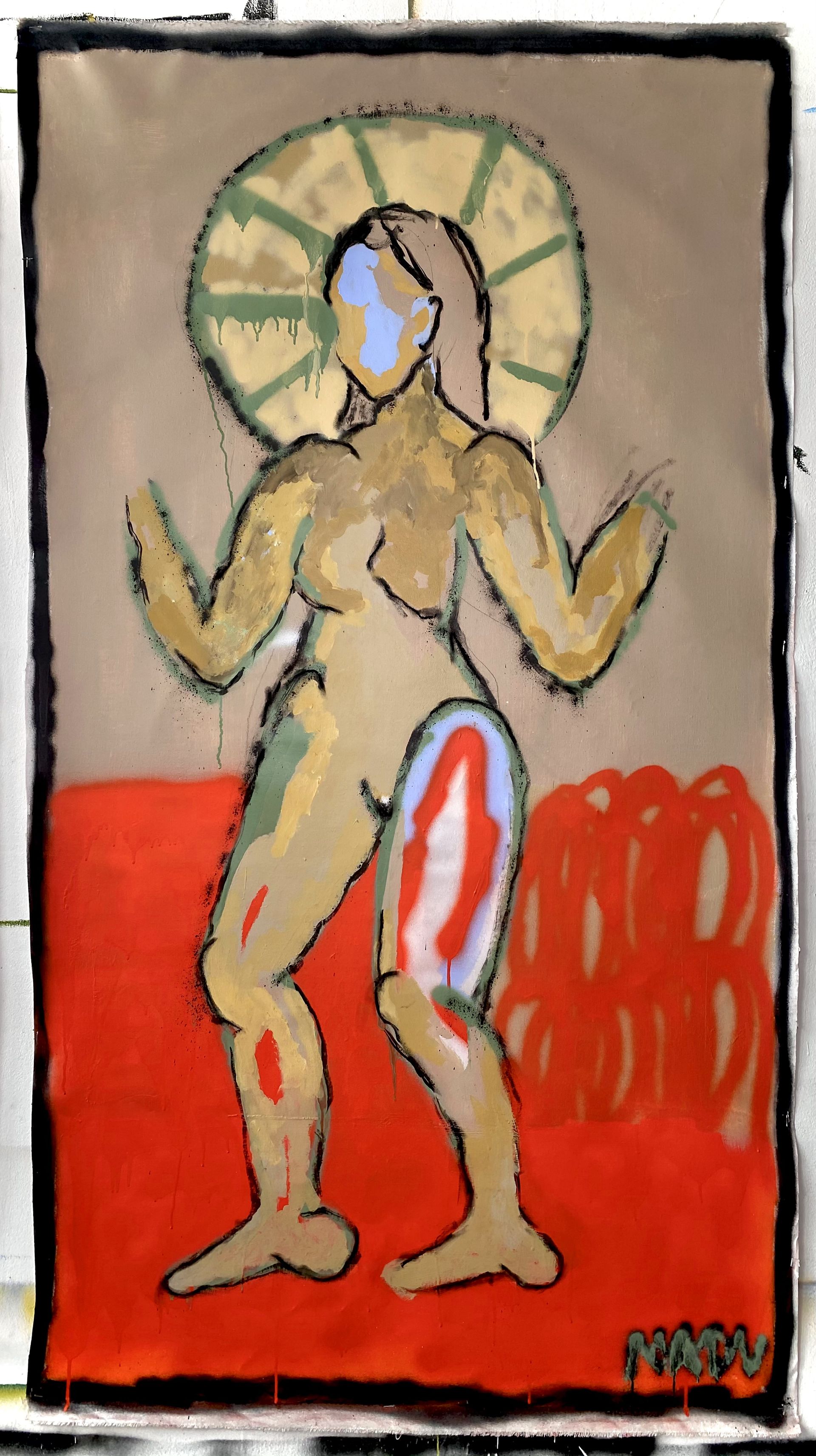 MADU AKHMEDOVA (Картина, живопись - 
                  100 x 180 см) PRAYING RITUAL 2