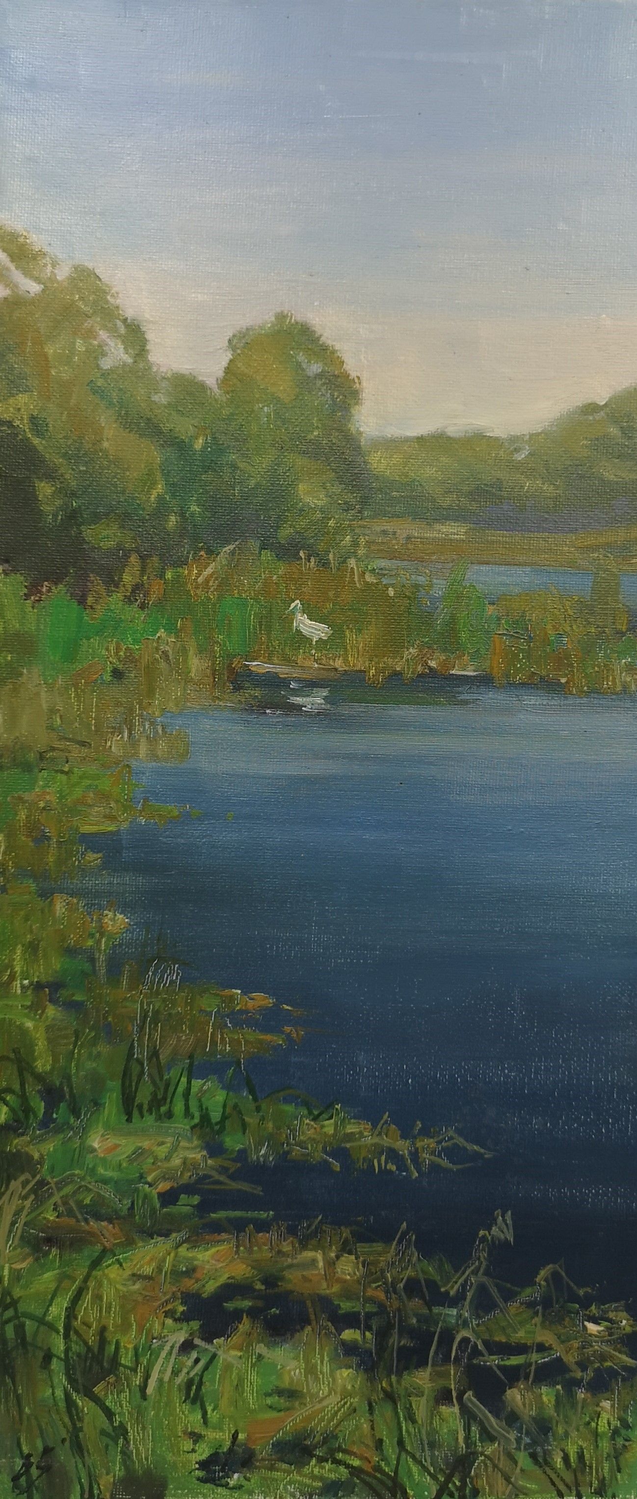 Елена Санина (Картина, живопись - 
                  20 x 45 см) Цапля