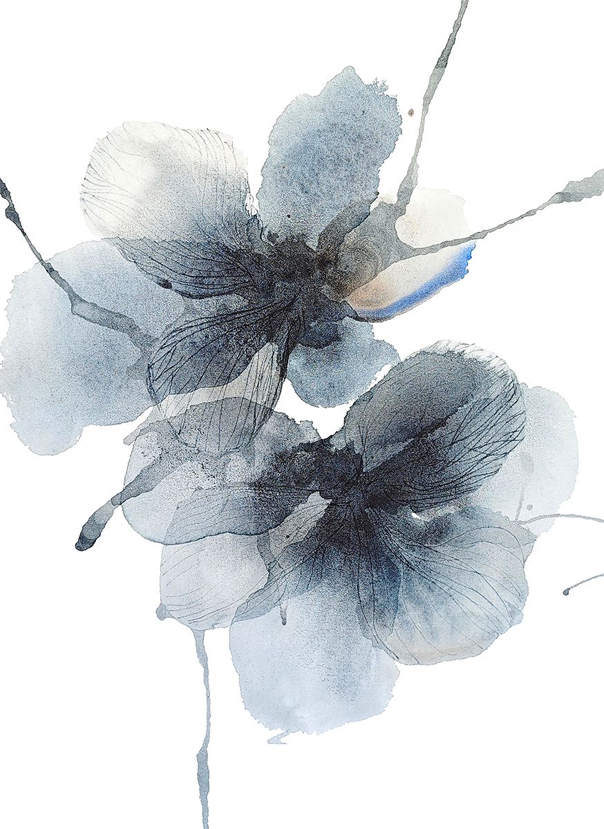 Тани Соул (Авторская графика - 
                  15 x 21 см) Синие цветы в движении