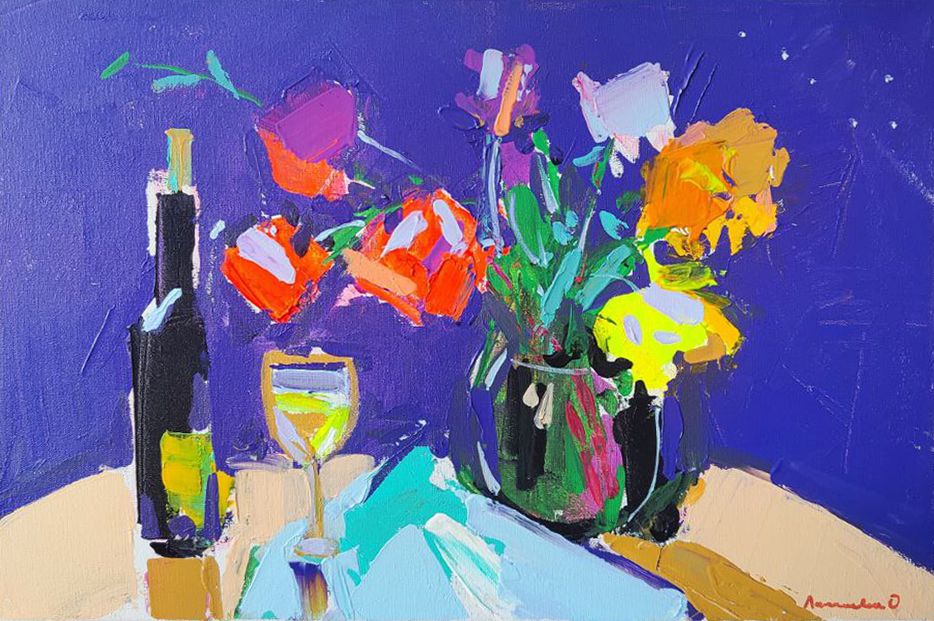 Олеся Лишаева (Картина, живопись - 
                  60 x 40 см) Вино под звездами