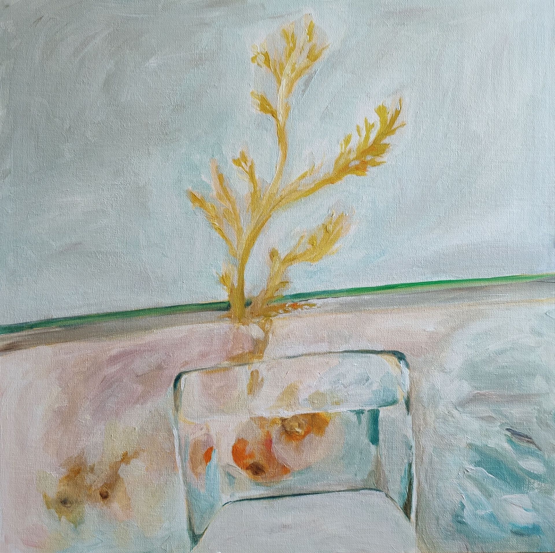 Женя Шарвина (Картина, живопись - 
                  40 x 40 см) Проросшая морковь в холодильнике №1