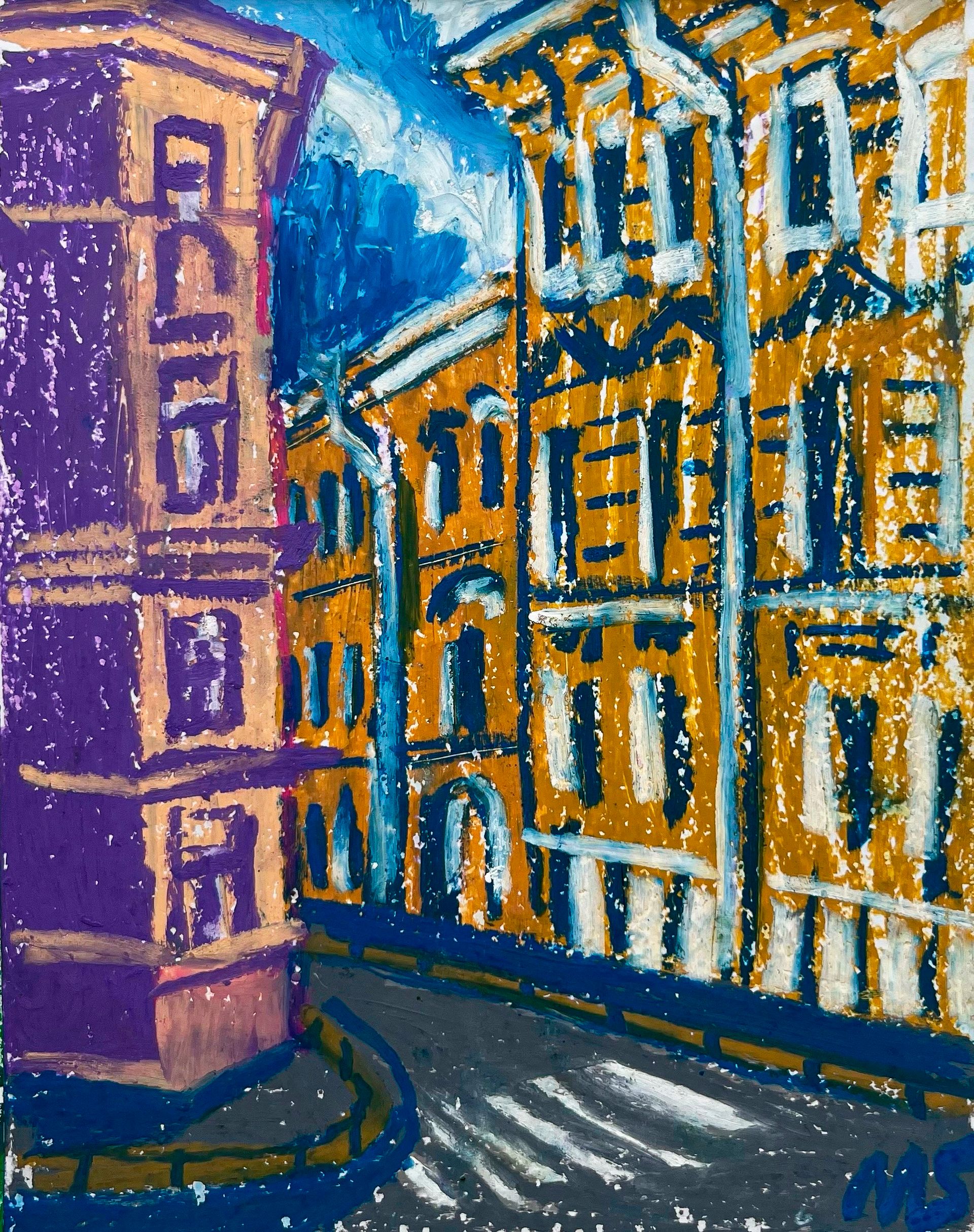 Мария Спроге (Авторская графика - 
                  21 x 25 см) Вид с набережной на Щербаков переулок