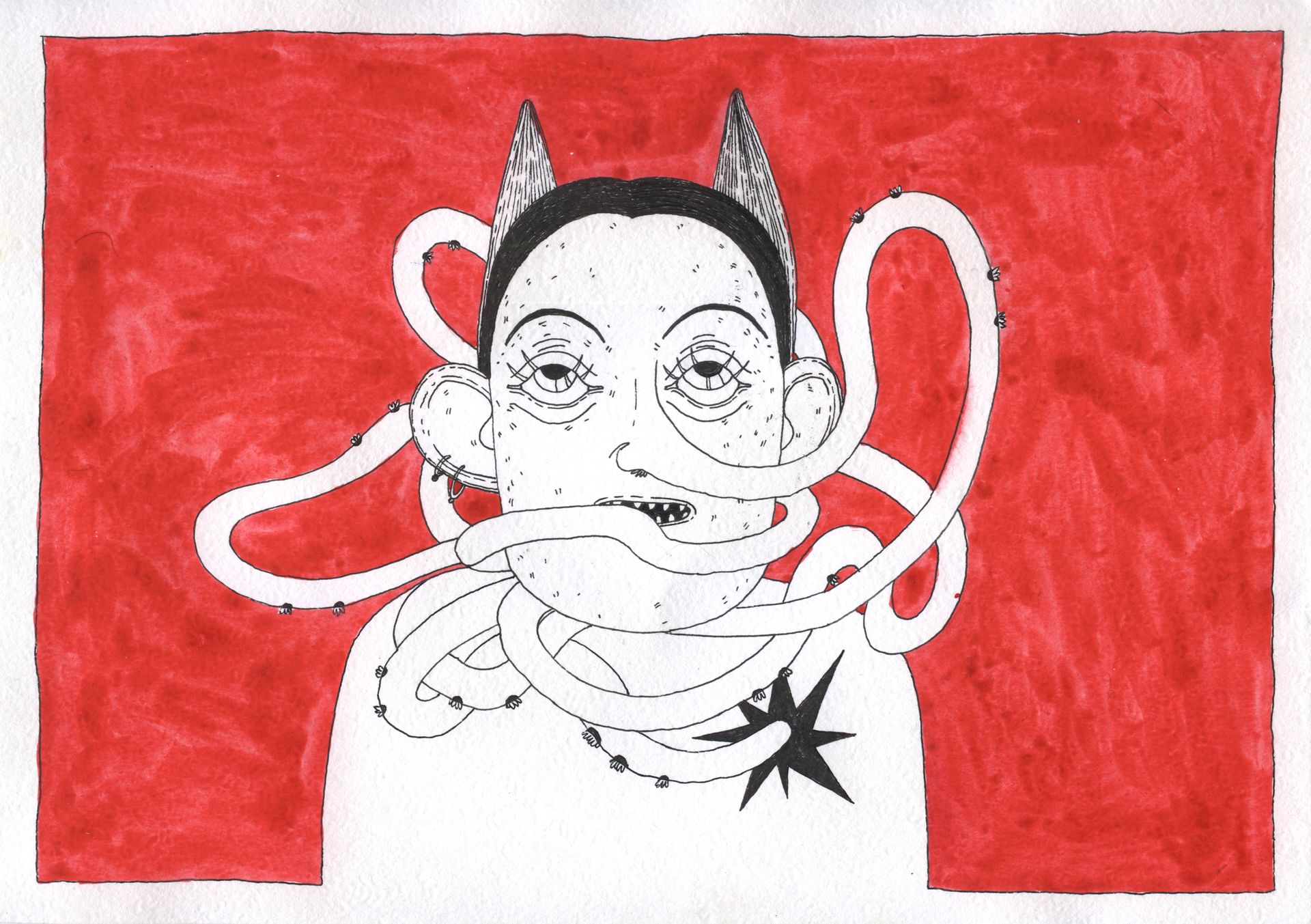 Оля Душкина (Авторская графика - 
                  29.7 x 21.0 см) Длинный нос чтоб совать его в далёкие дела