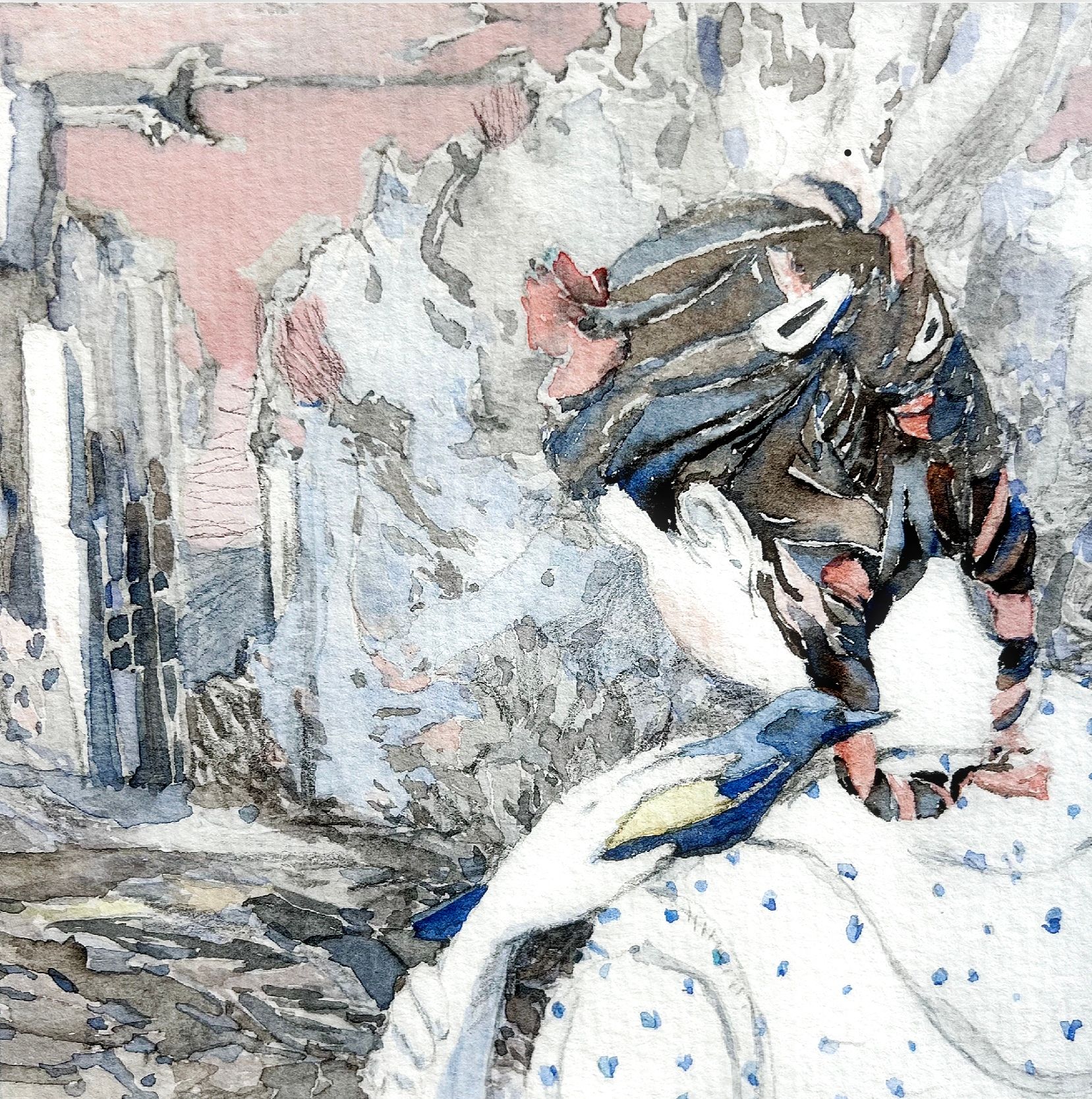 Ольга Самойлова (Авторская графика - 
                  42 x 52 см) Девочка с птицей