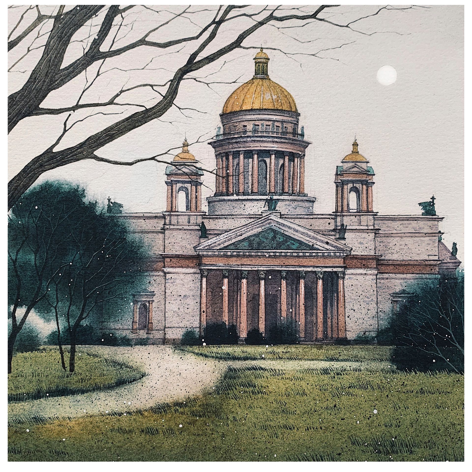 Ангелина Иванова (Авторская графика - 
                  20 x 20 см) Исаакиевский