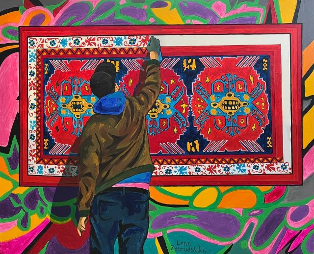 Лена Запрудских (Картина, живопись - 
                  110 x 90 см) Зауютил стену #2