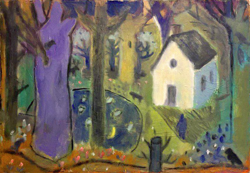 Любовь Лисицына (Картина, живопись - 
                  70 x 50 см) Домик в лесу