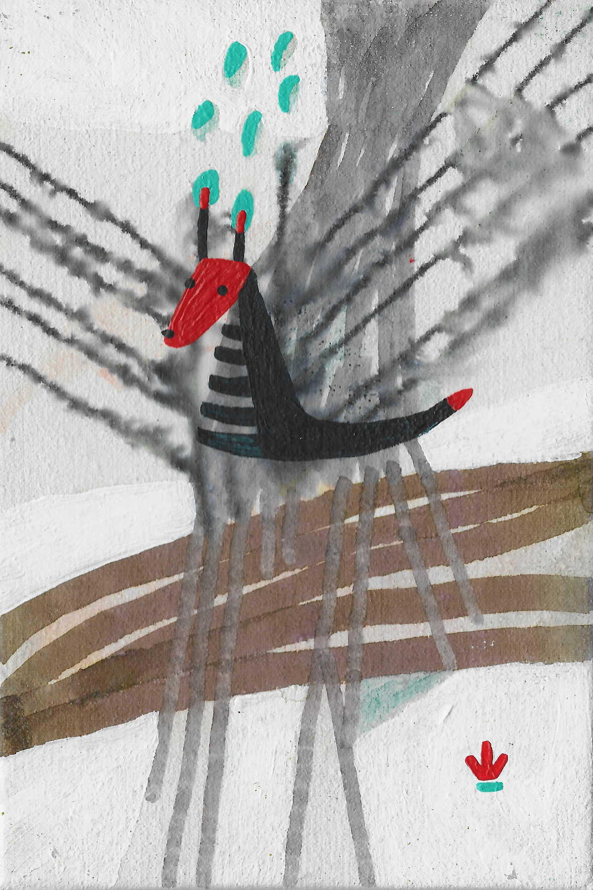 Лена Романовская (Авторская графика - 
                  22 x 27 см) Первый день