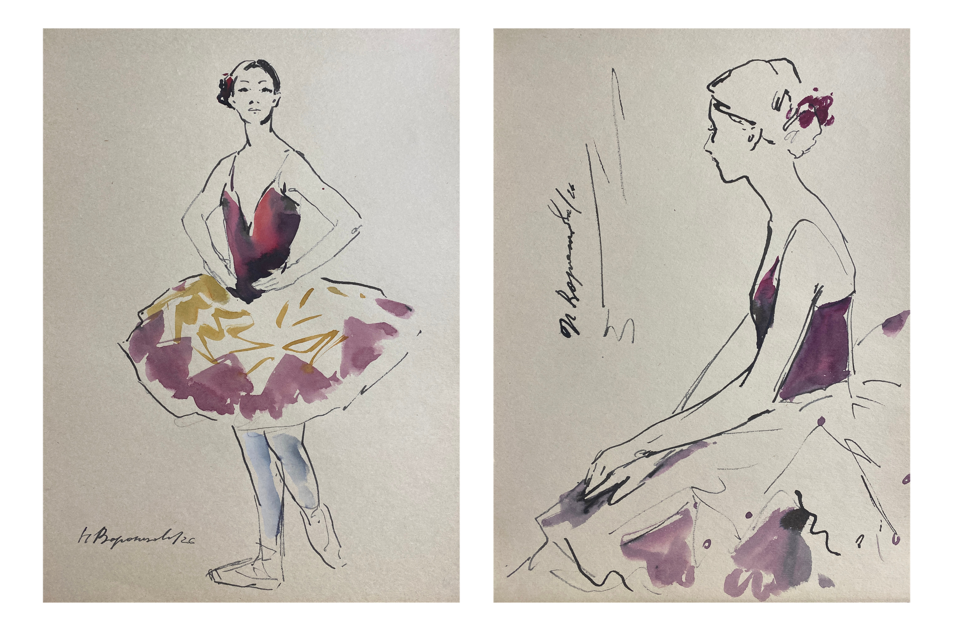 Надежда Воронцова (Авторская графика - 
                  60 x 42 см) Балерина 3, 4