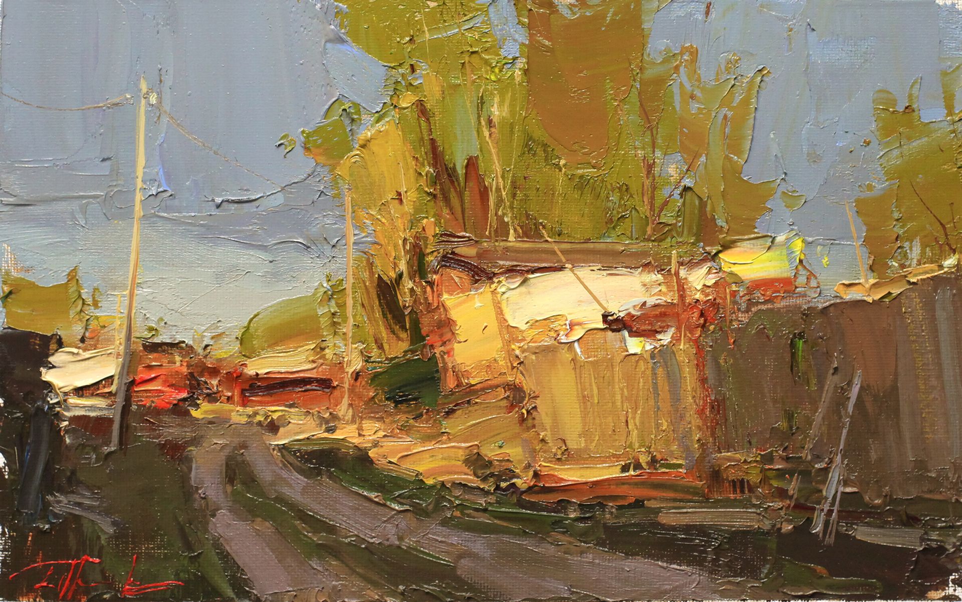 Евгений Бурцев (Картина, живопись - 
                  30 x 20 см) В Заречье