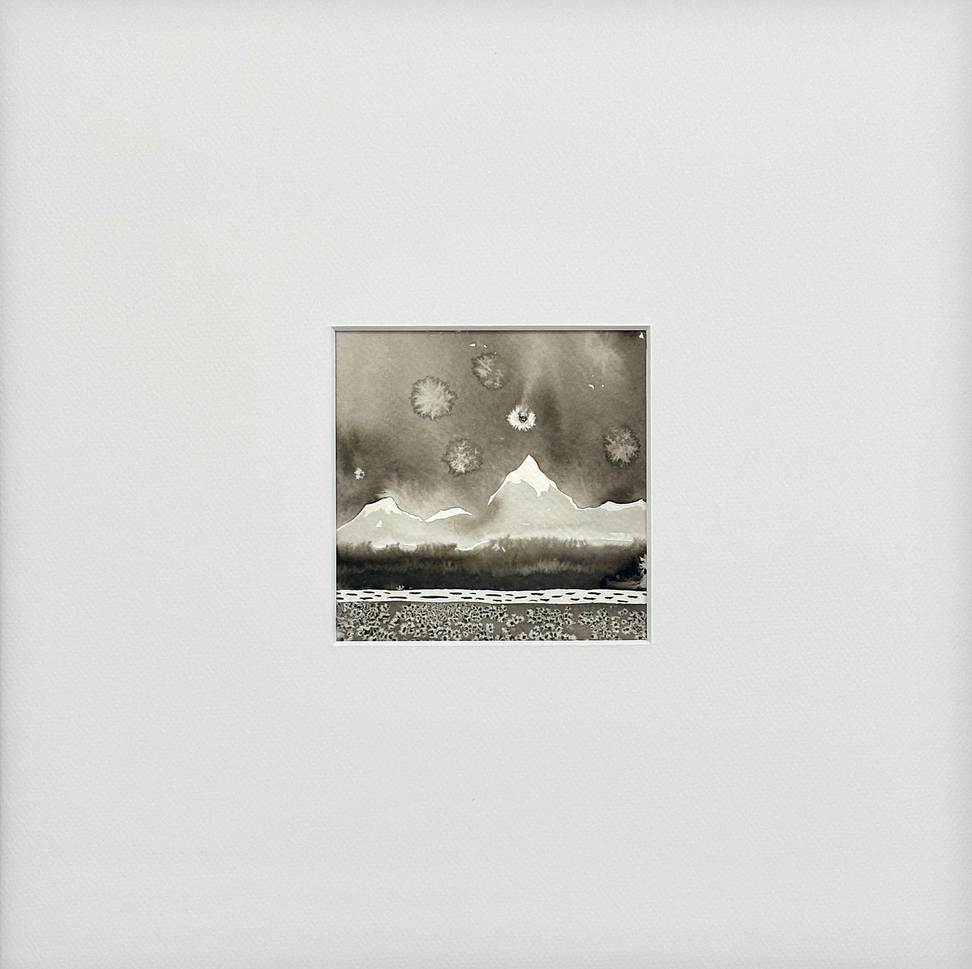 Анастасия Попова (Авторская графика - 
                  40 x 40 см) Алтай. Горы. Звезды