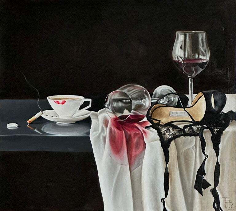 Татьяна Вафина (Картина, живопись - 
                  100 x 90 см) Утренний кофе