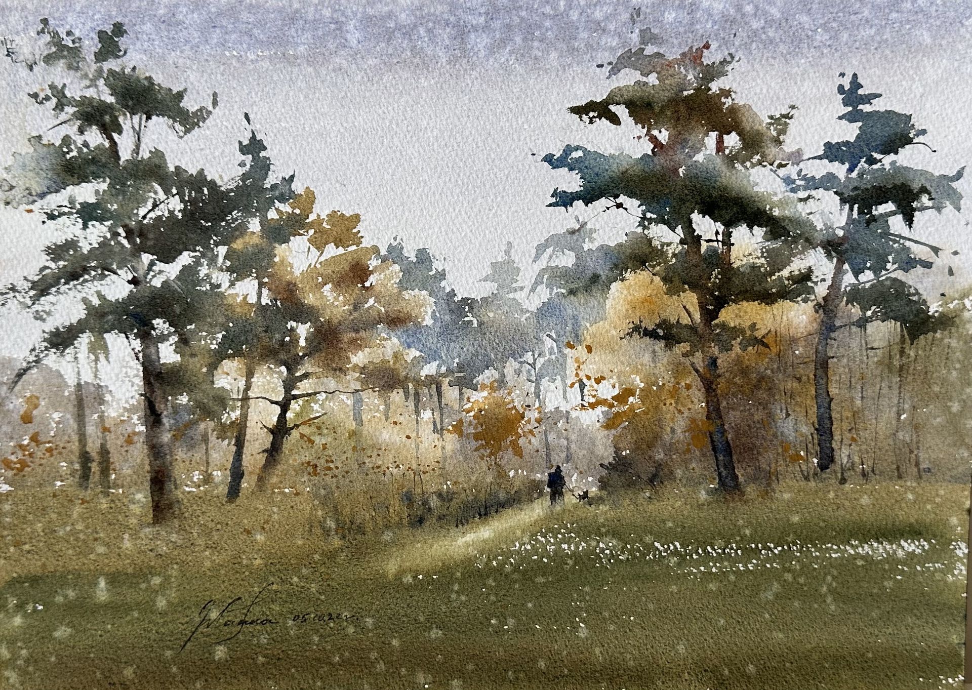 Жанна Губина (Авторская графика - 
                  36 x 26 см) Осенняя прогулка