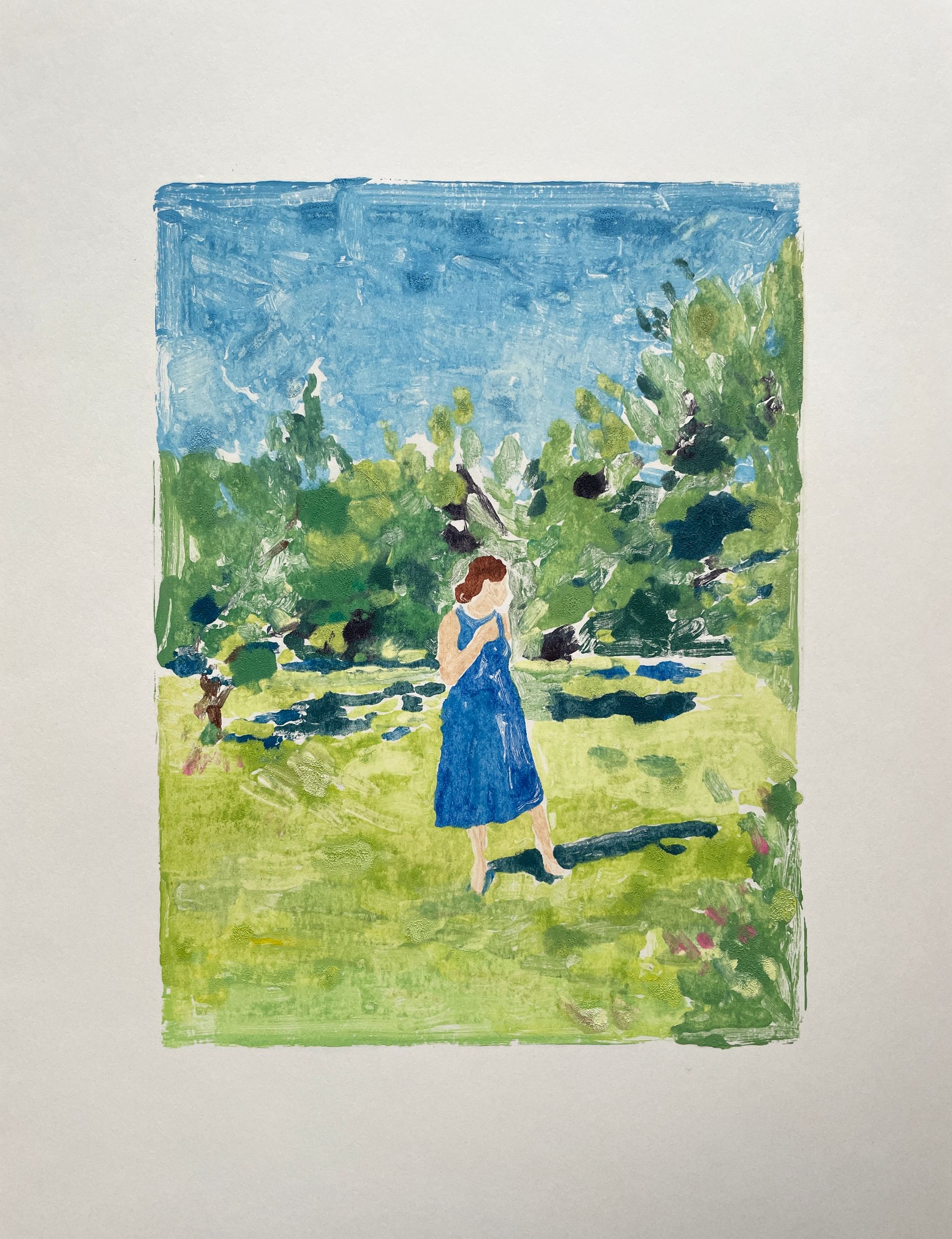 Наталья Чобанян (Графика печатная - 
                  29 x 41 см) В саду