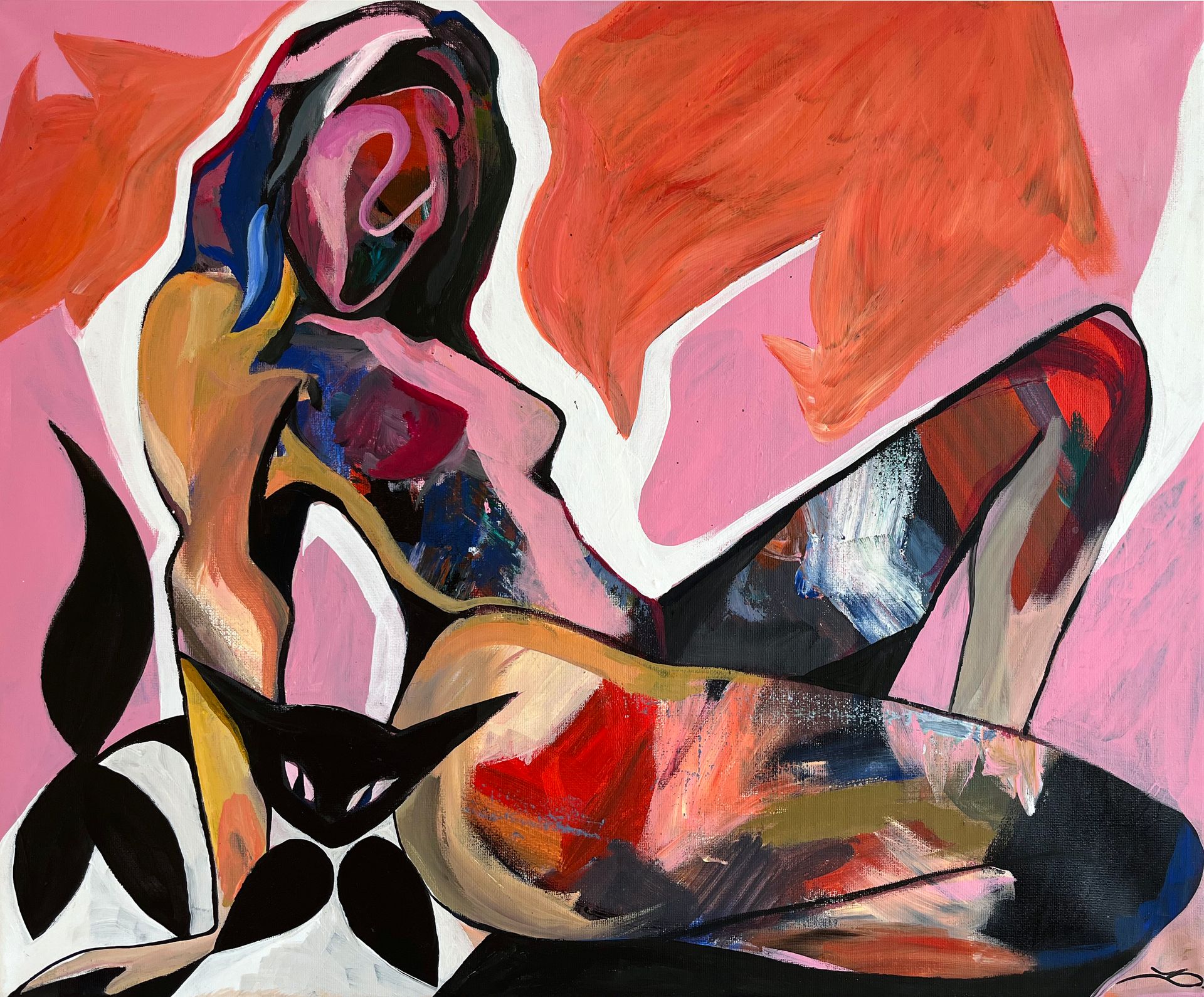 Валерий Вачегин (Картина, живопись - 
                  60 x 50 см) Дама с котом