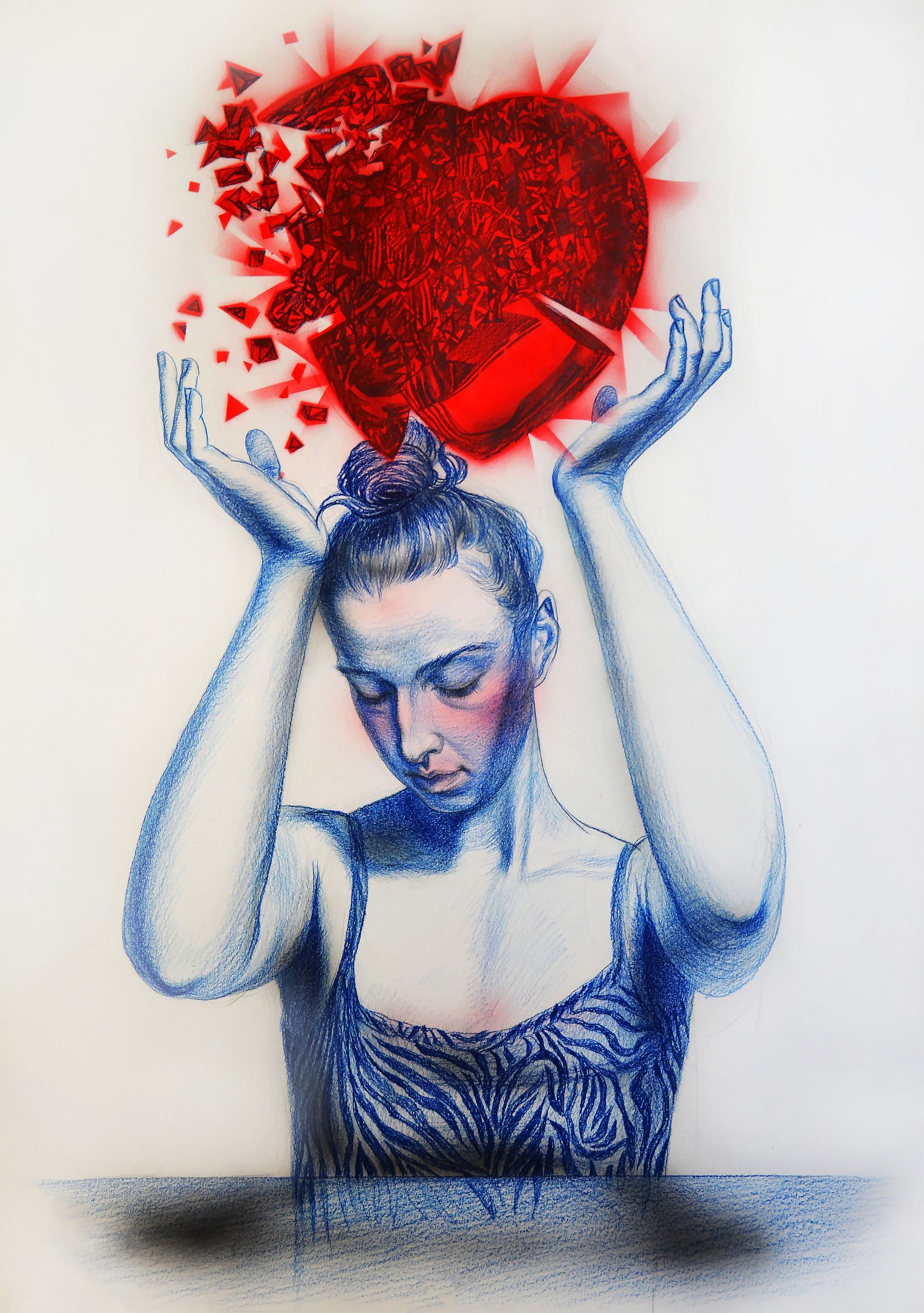 Марина Стахиева (Авторская графика - 
                  70 x 100 см) 107664713 сломленное-кристаллическое-сердце-неоплаченная-влюбленность (графика+NFT)