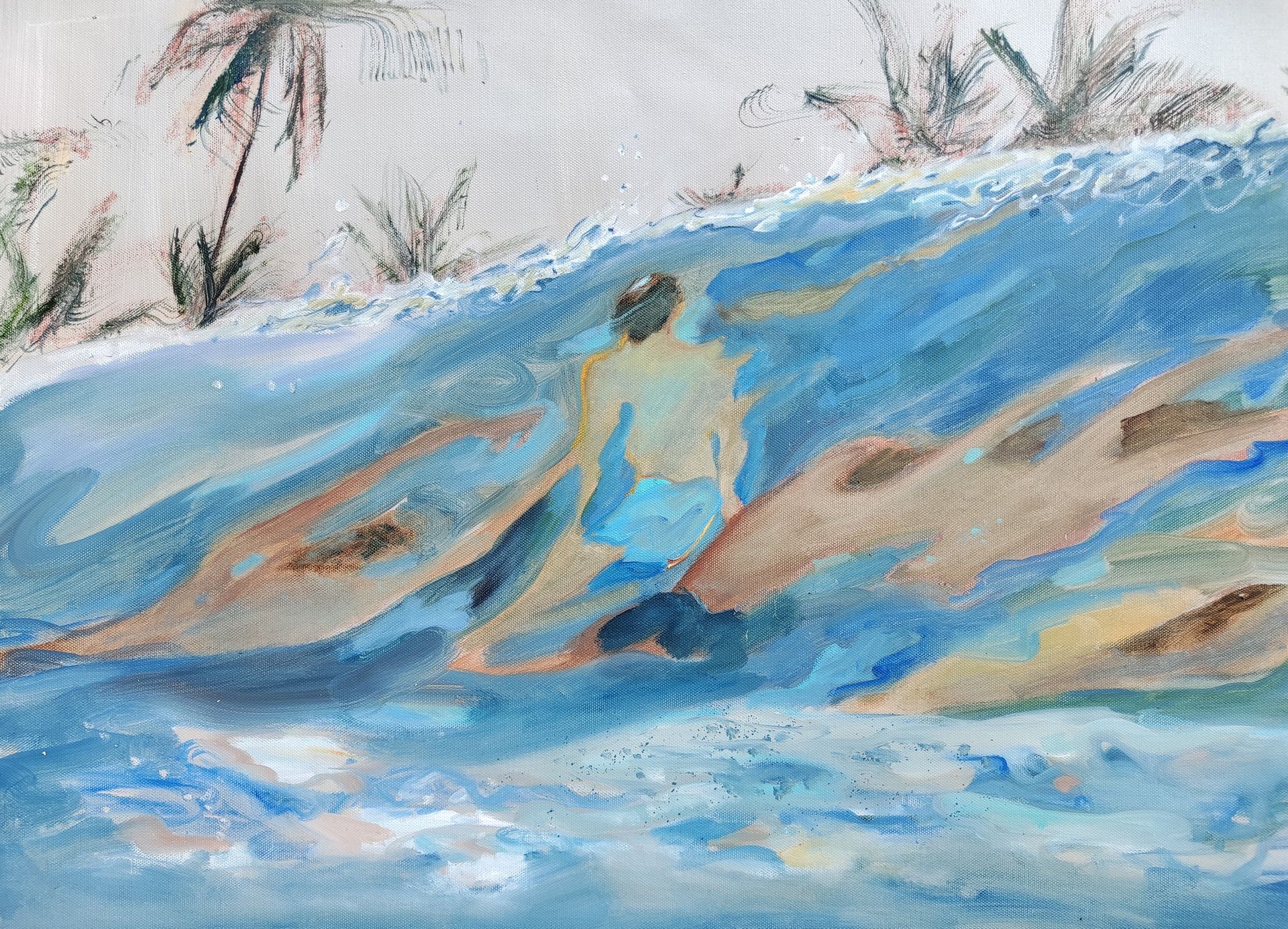 Надежда Прадес (Картина, живопись - 
                  55 x 50 см) Waves wash