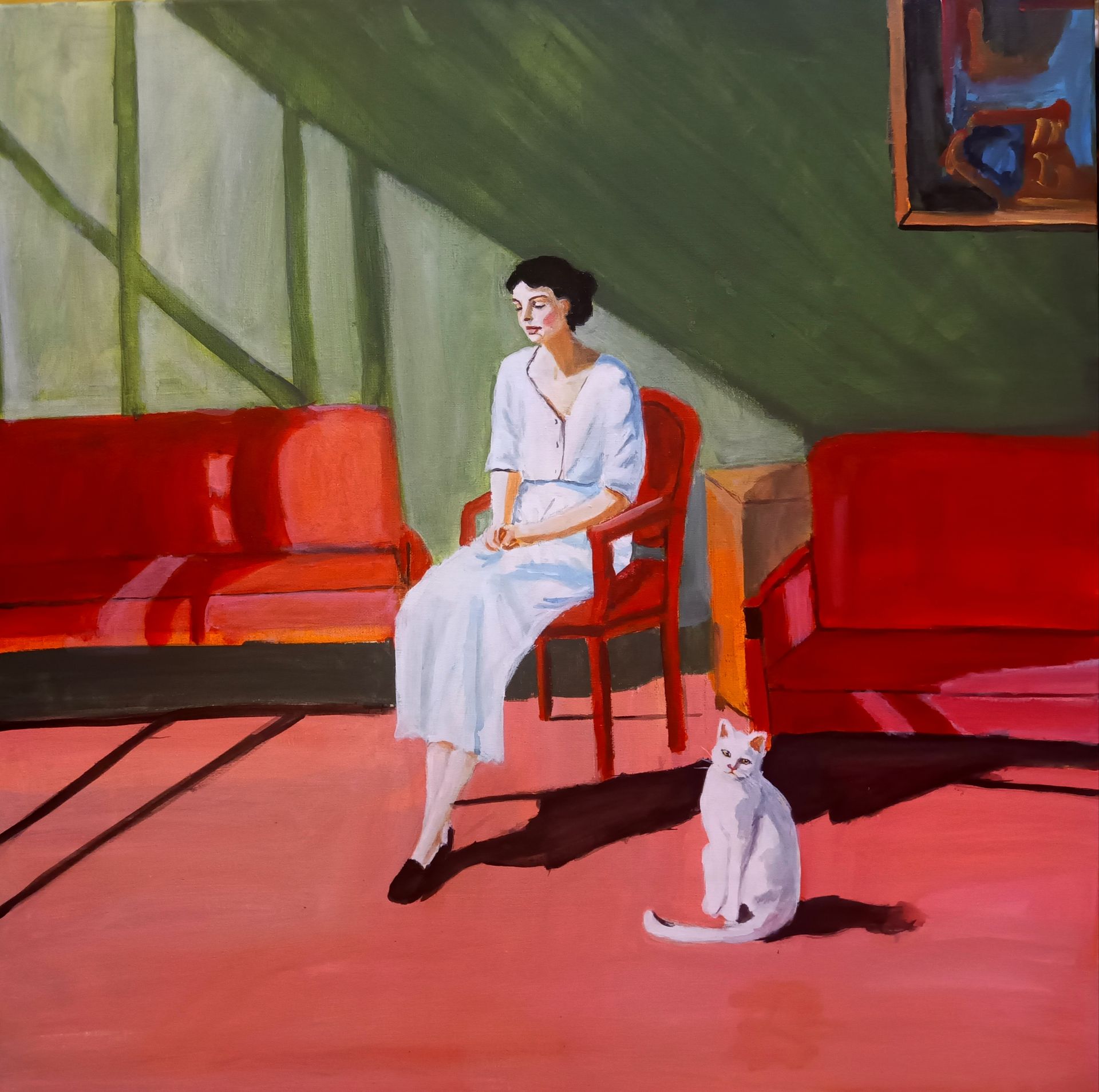 Ольга Чужакова (Картина, живопись - 
                  60 x 60 см) Белый кот