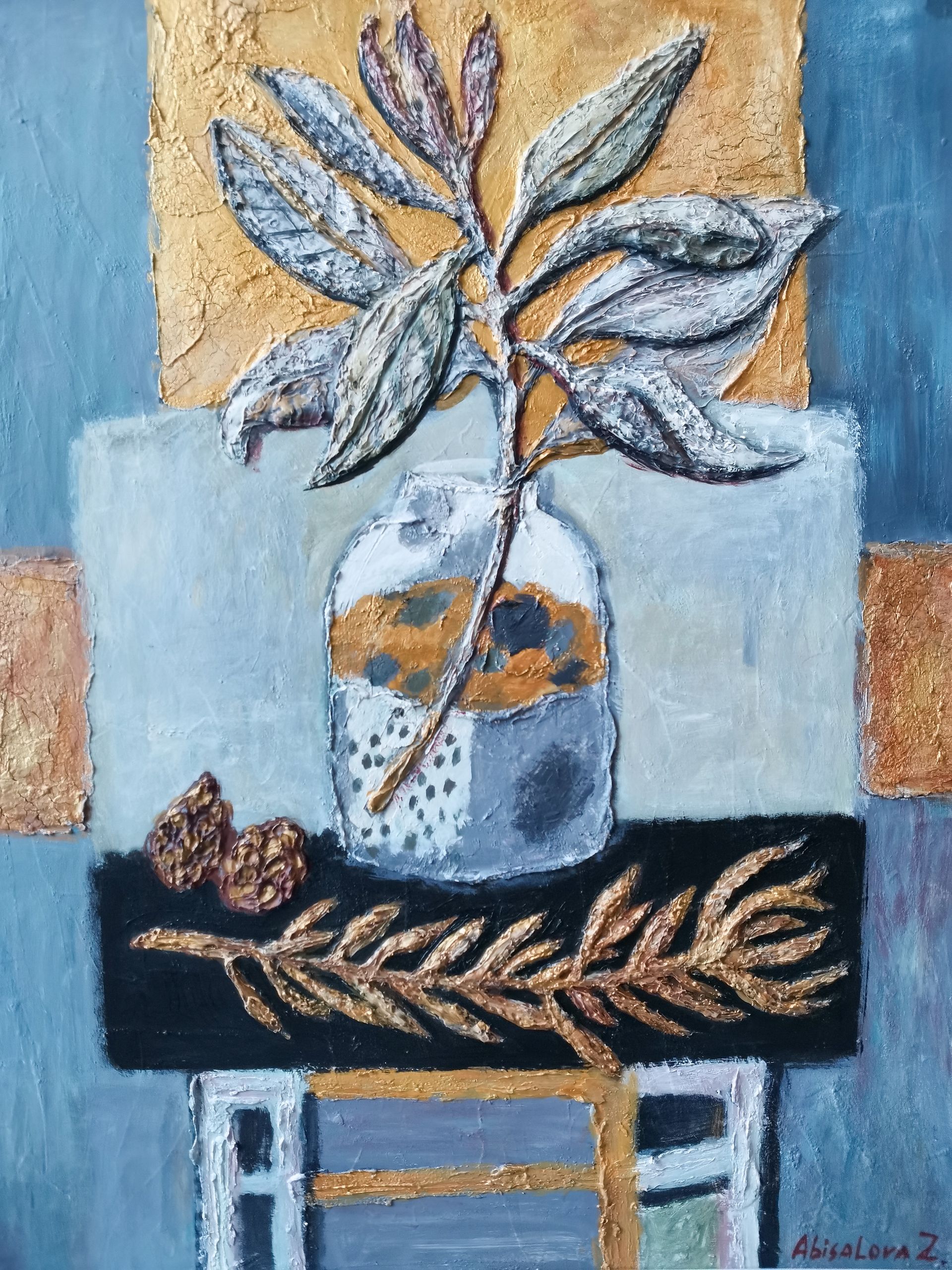 Зарина Абисалова (Картина, живопись - 
                  60 x 75 см) Золотой натюрморт