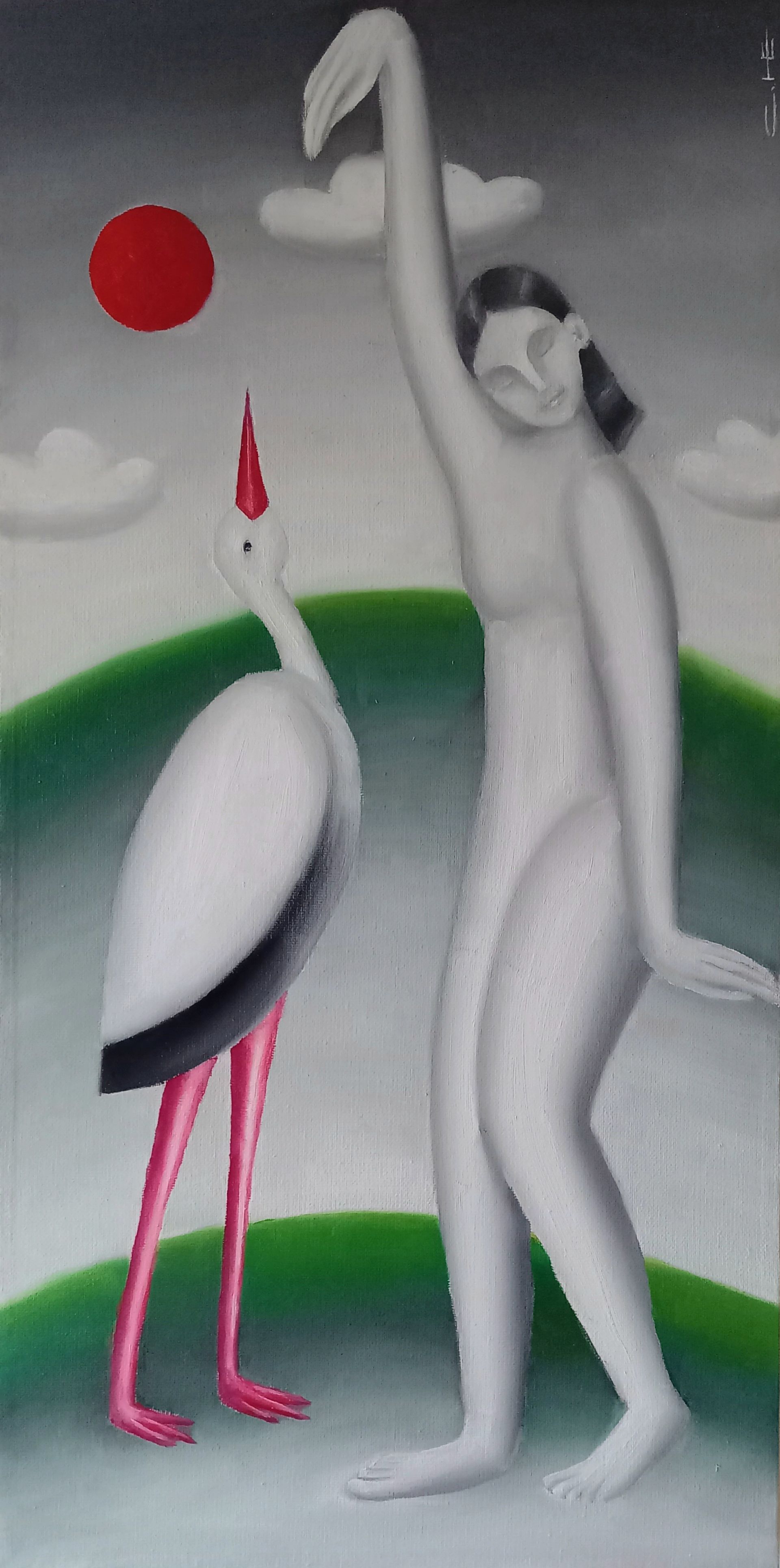 Саша Катинаускиене (Картина, живопись - 
                  30 x 60 см) Танец с аистом