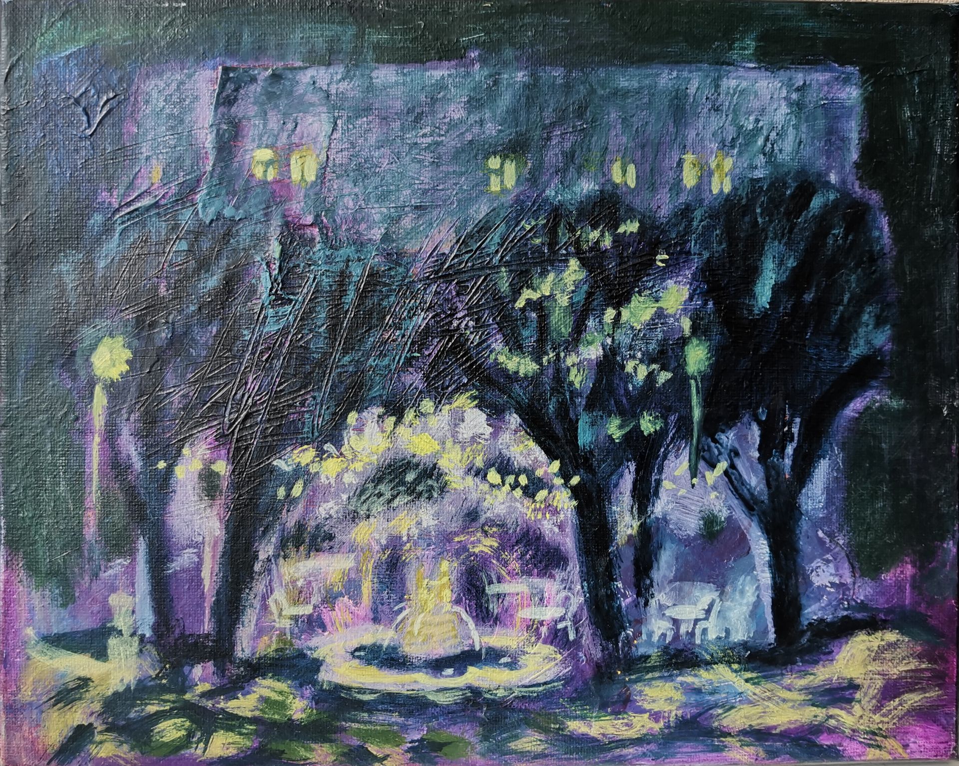 Зарина Абисалова (Картина, живопись - 
                  30 x 24 см) У фонтана