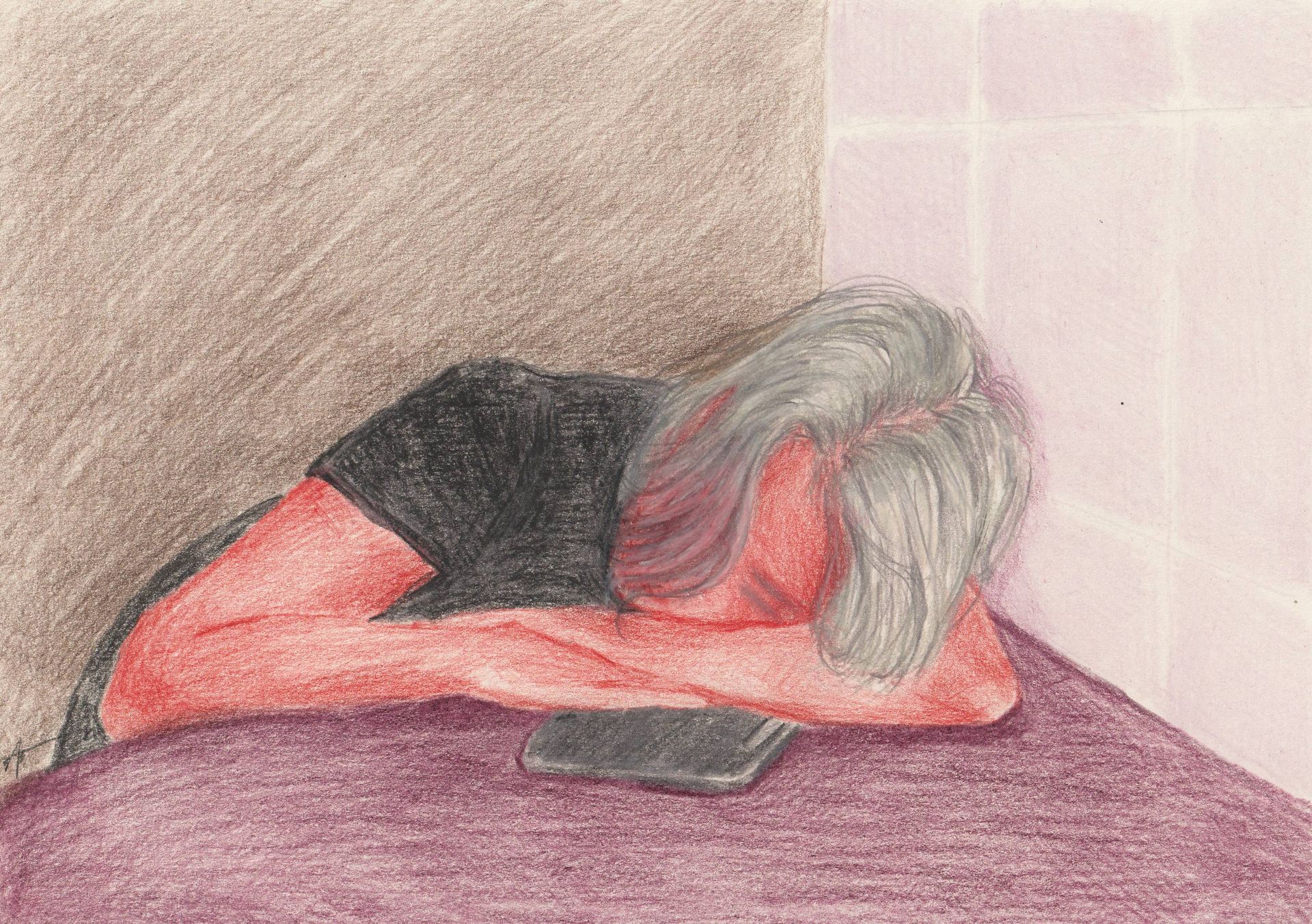 Виктория Зарецкая (embrassé par la muse) (Авторская графика - 
                  29.7 x 21 см) Спящая