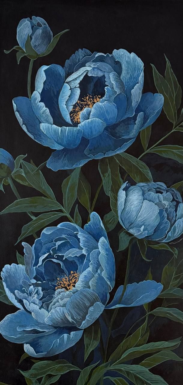 Алена Сокольникова (Картина, живопись - 
                  50 x 100 см) Голубые пионы