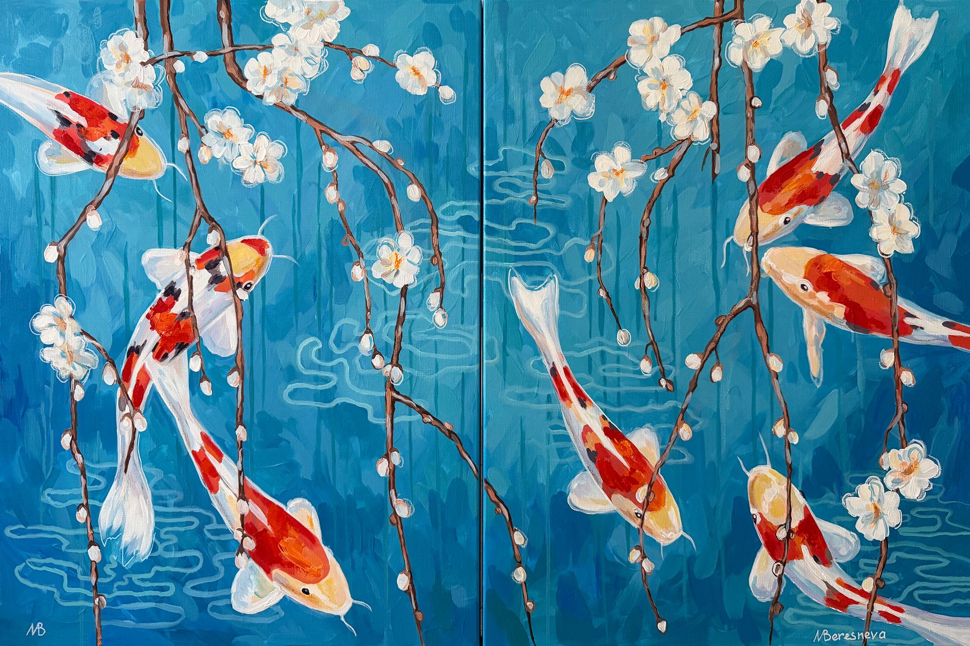 Марина Береснева (Картина, живопись - 
                  120 x 80 см) Весенний пруд