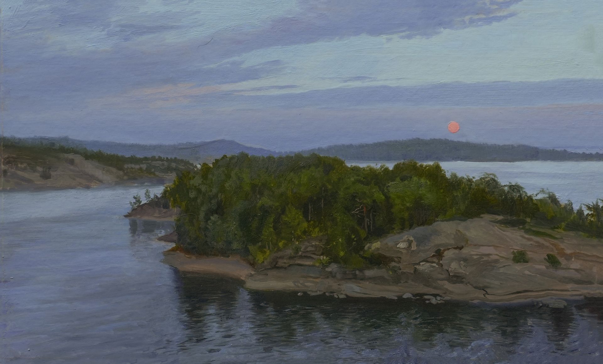 Михаил Псюрников (Авторская графика - 
                  25 x 15 см) Восход луны