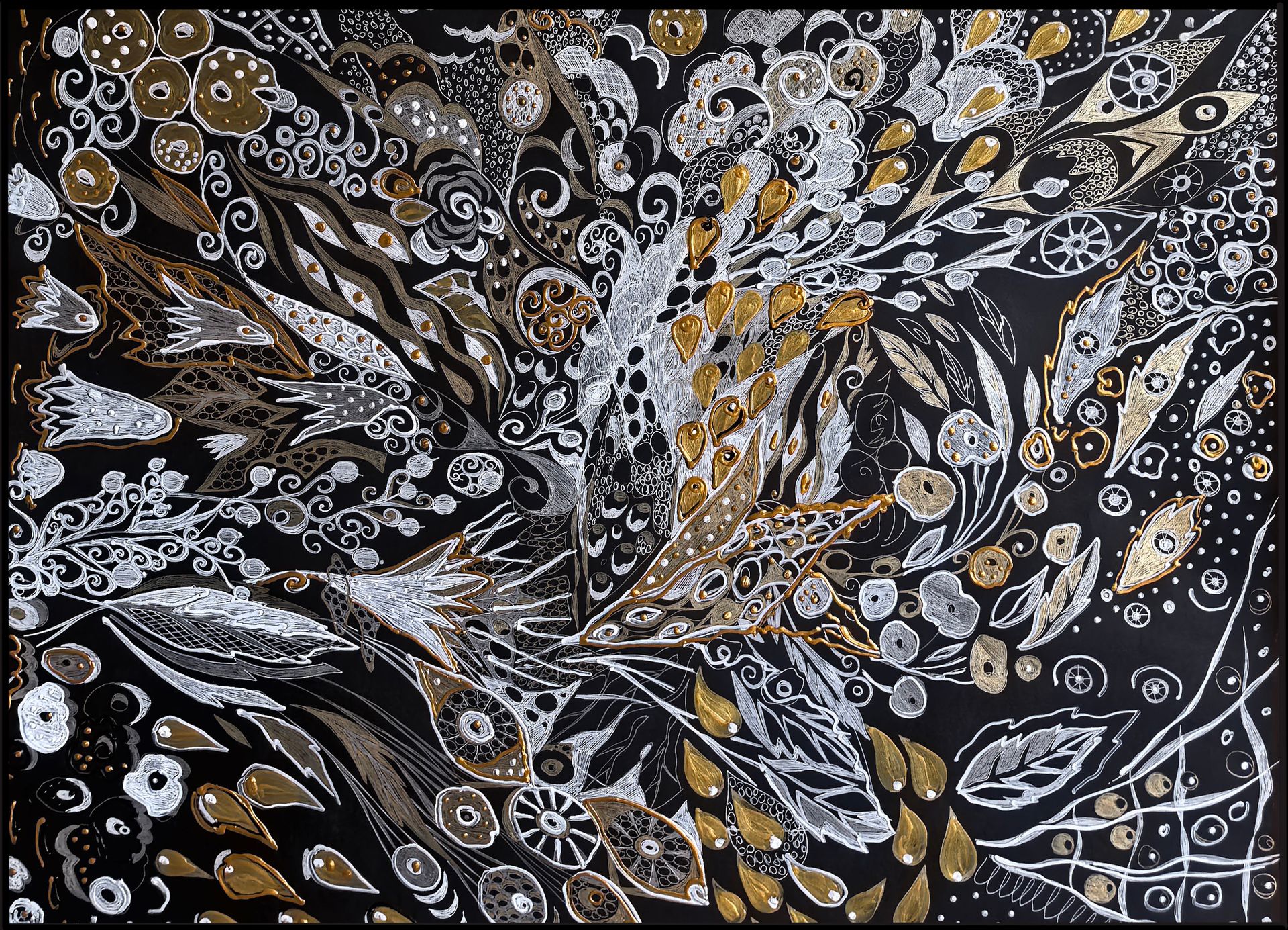 Ирина Шумская (Авторская графика - 
                  70 x 50 см) Золотой орнамент ночи