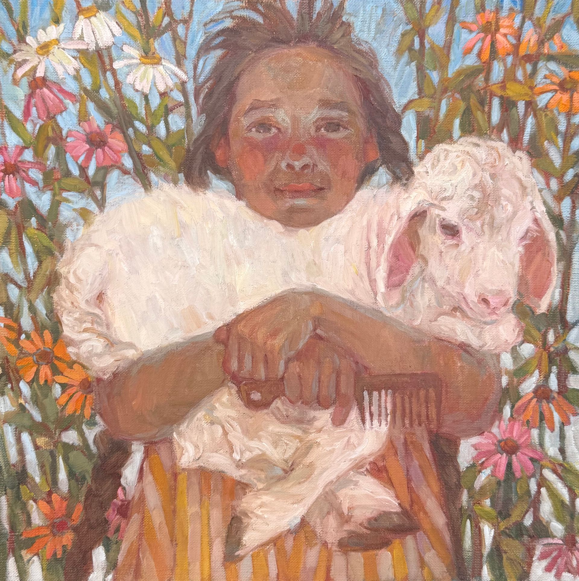 Залифа Хибатова (Картина, живопись - 
                  35 x 35 см) Расчесанные кудри