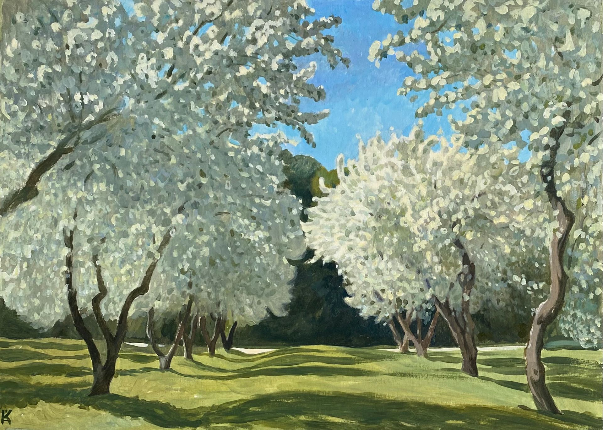 Алексей Кротов (Авторская графика - 
                  42 x 30 см) Яблоневый сад. Коломенское