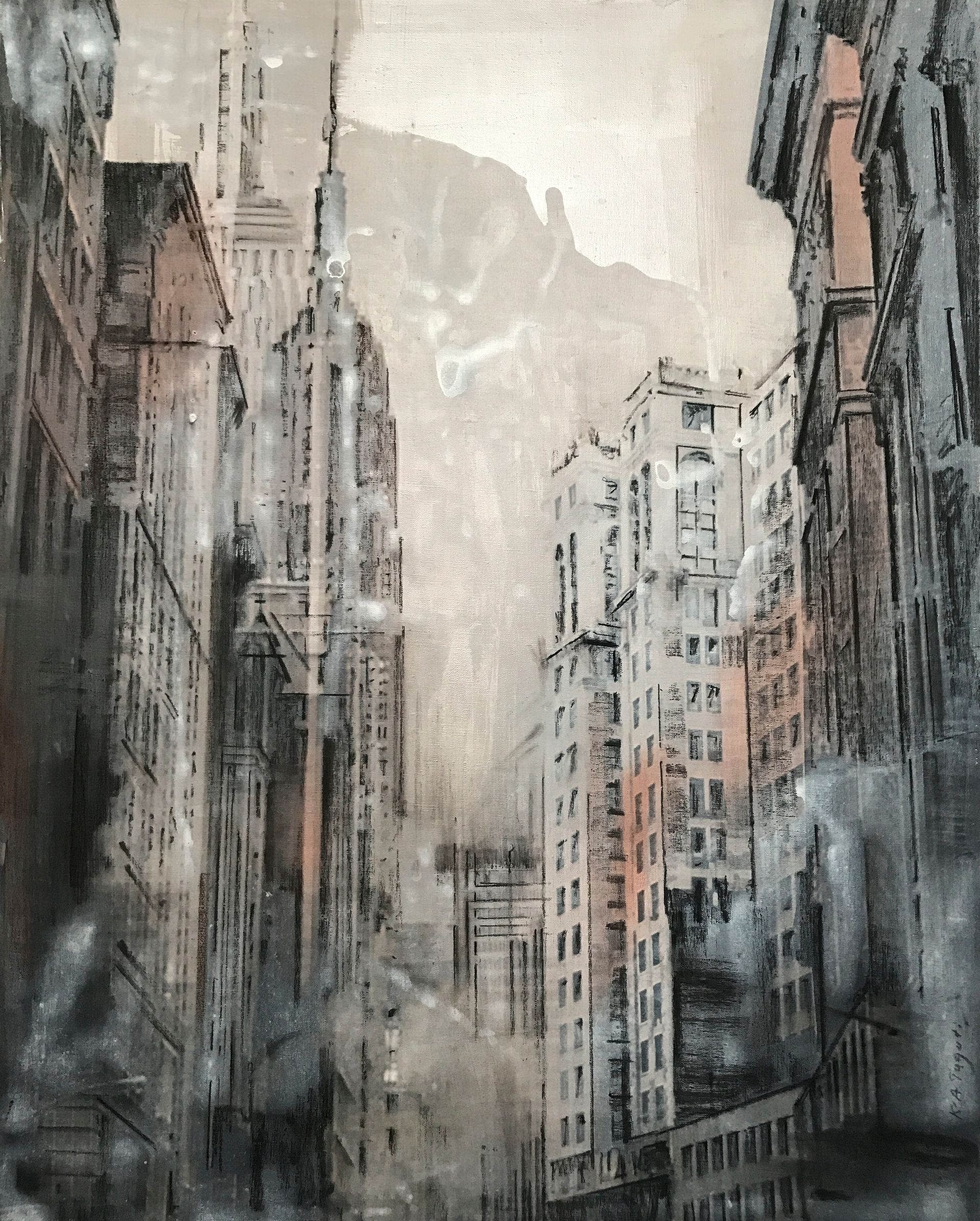 Катя-Анна Тагути (Картина, живопись - 
                  80 x 100 см) New York in fog