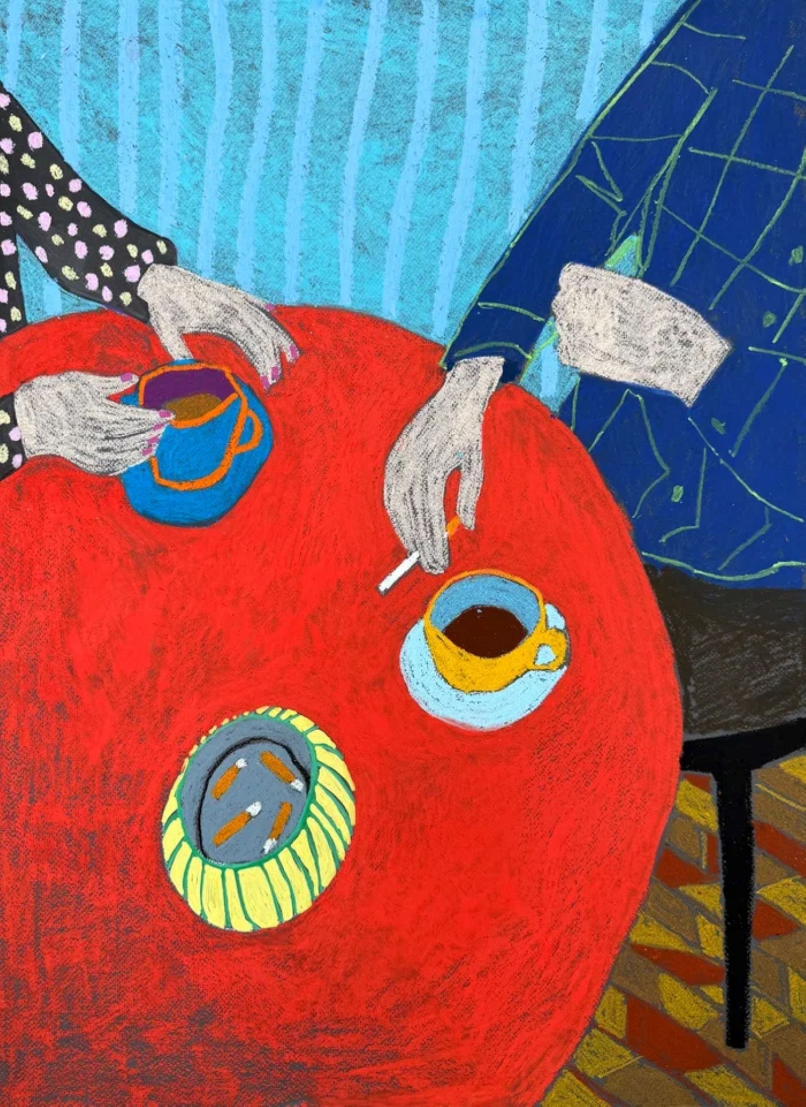 Саша Робинсон (Авторская графика - 
                  50 x 70 см) Кафе "Красный стол"