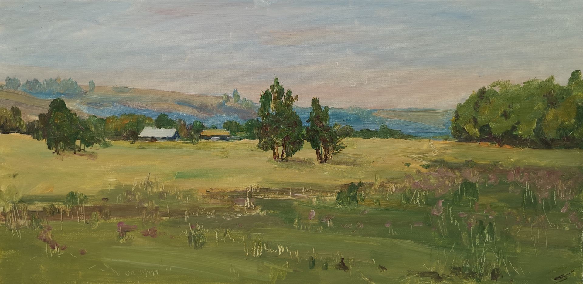 Елена Санина (Картина, живопись - 
                  50 x 25 см) Август