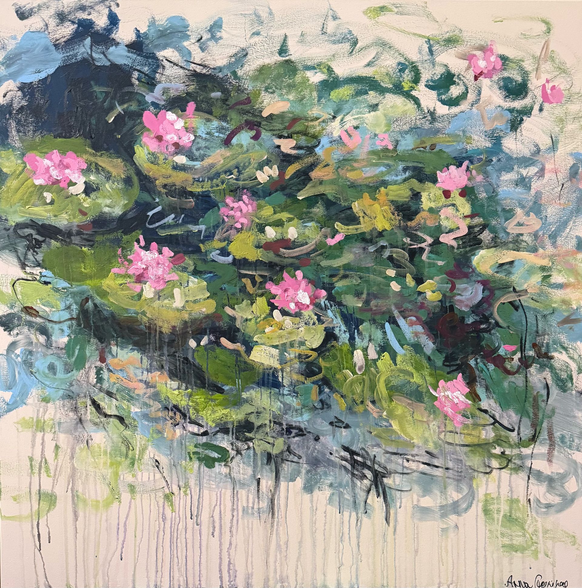 Анна Ганина (Картина, живопись - 
                  100 x 100 см) Lily pond