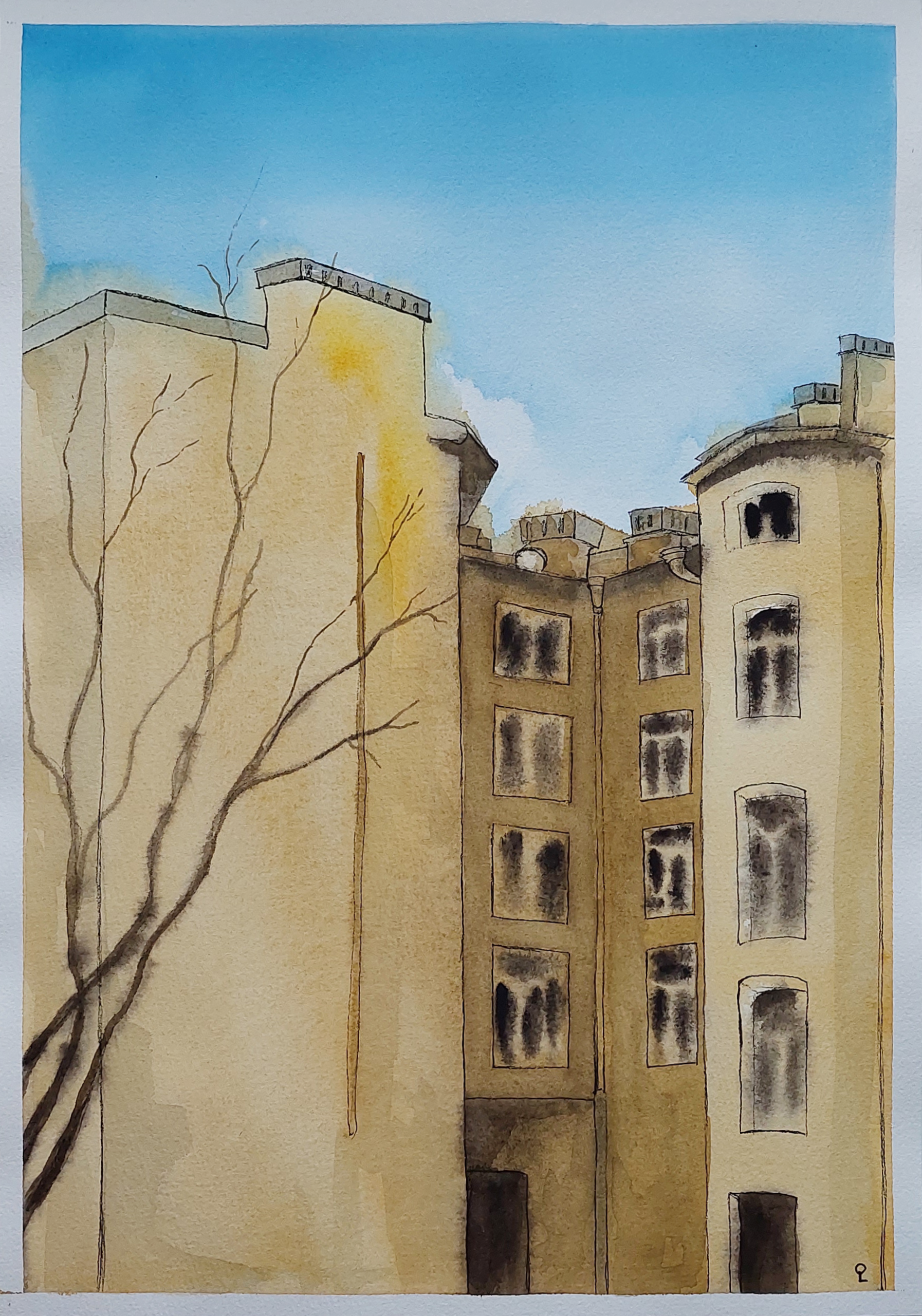 Оливия Лем (Авторская графика - 
                  27 x 38.8 см) Питерский домик