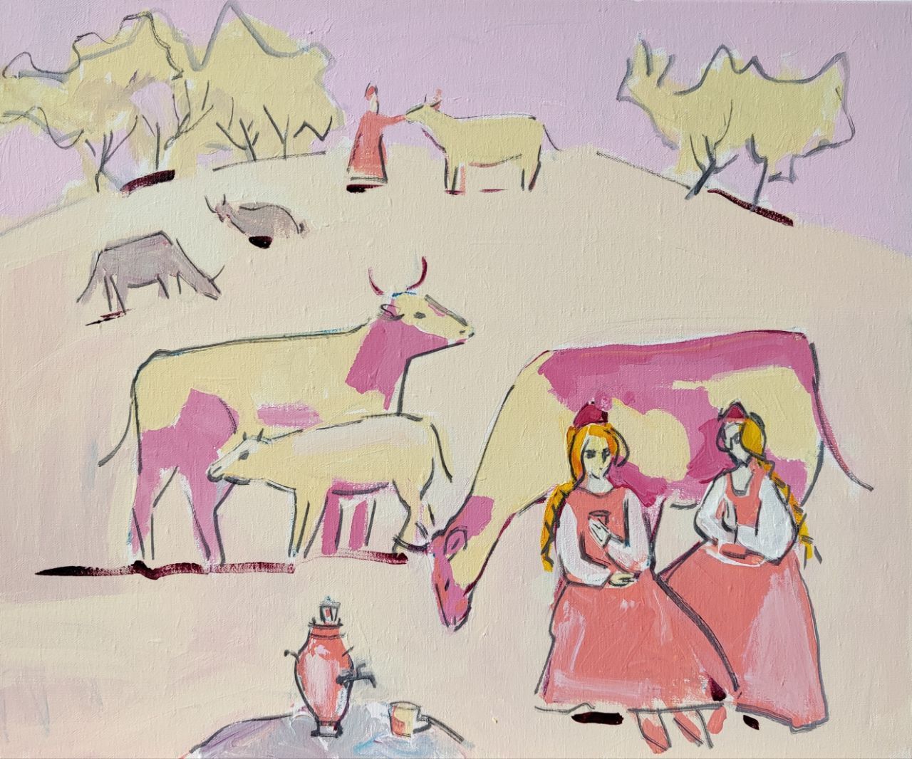 Олеся Лишаева (Картина, живопись - 
                  50 x 40 см) Чаепитие