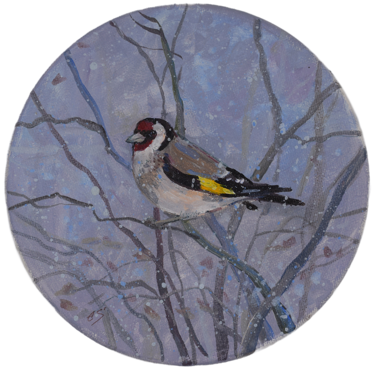 Елена Санина (Картина, живопись - 
                  20 x 20 см) Щегол #2