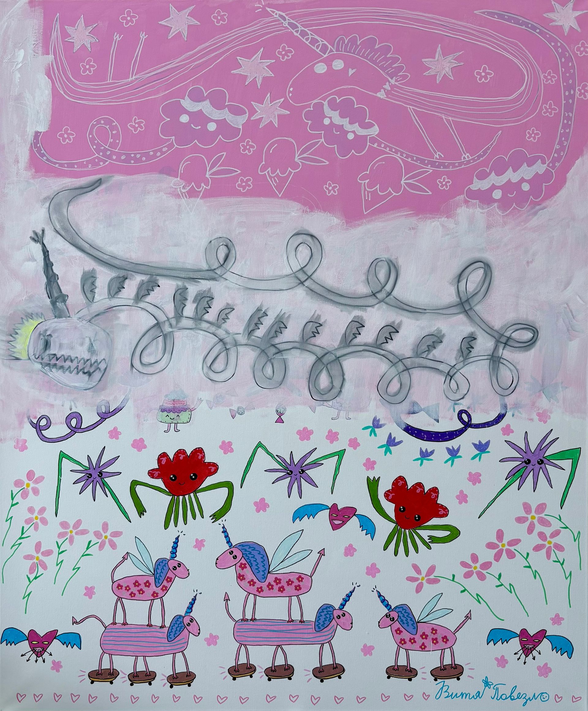 Витя Повезло (Картина, живопись - 
                  100 x 120 см) Белый дракон