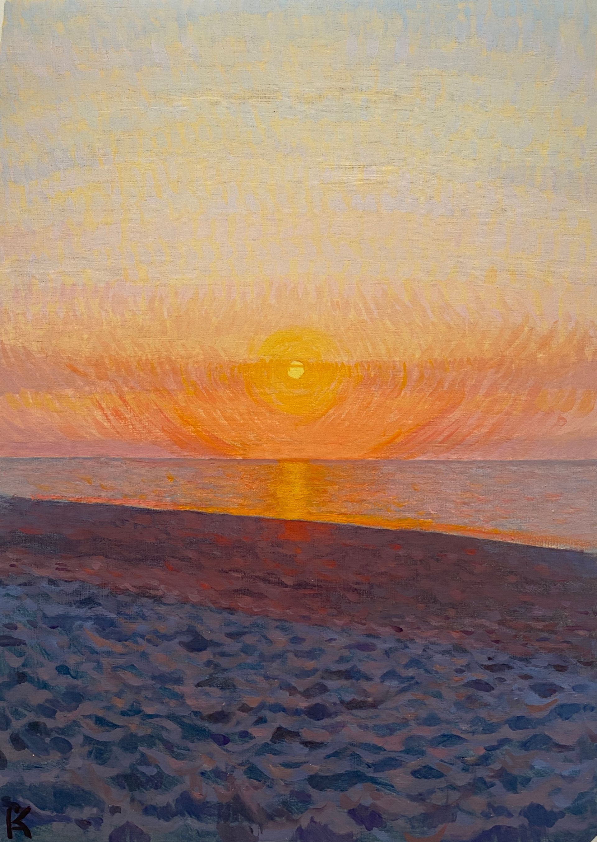Алексей Кротов (Авторская графика - 
                  30 x 42 см) Закатное солнце. Куршская коса