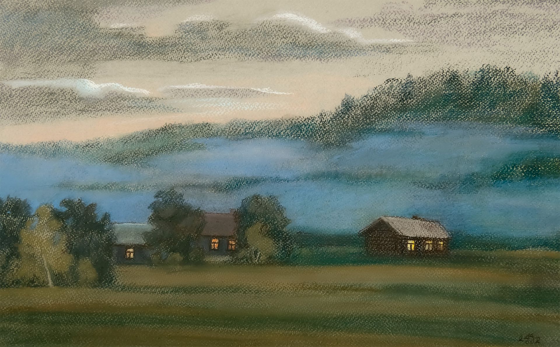 Александра Ларионова (Авторская графика - 
                  47 x 29 см) Голубой туман