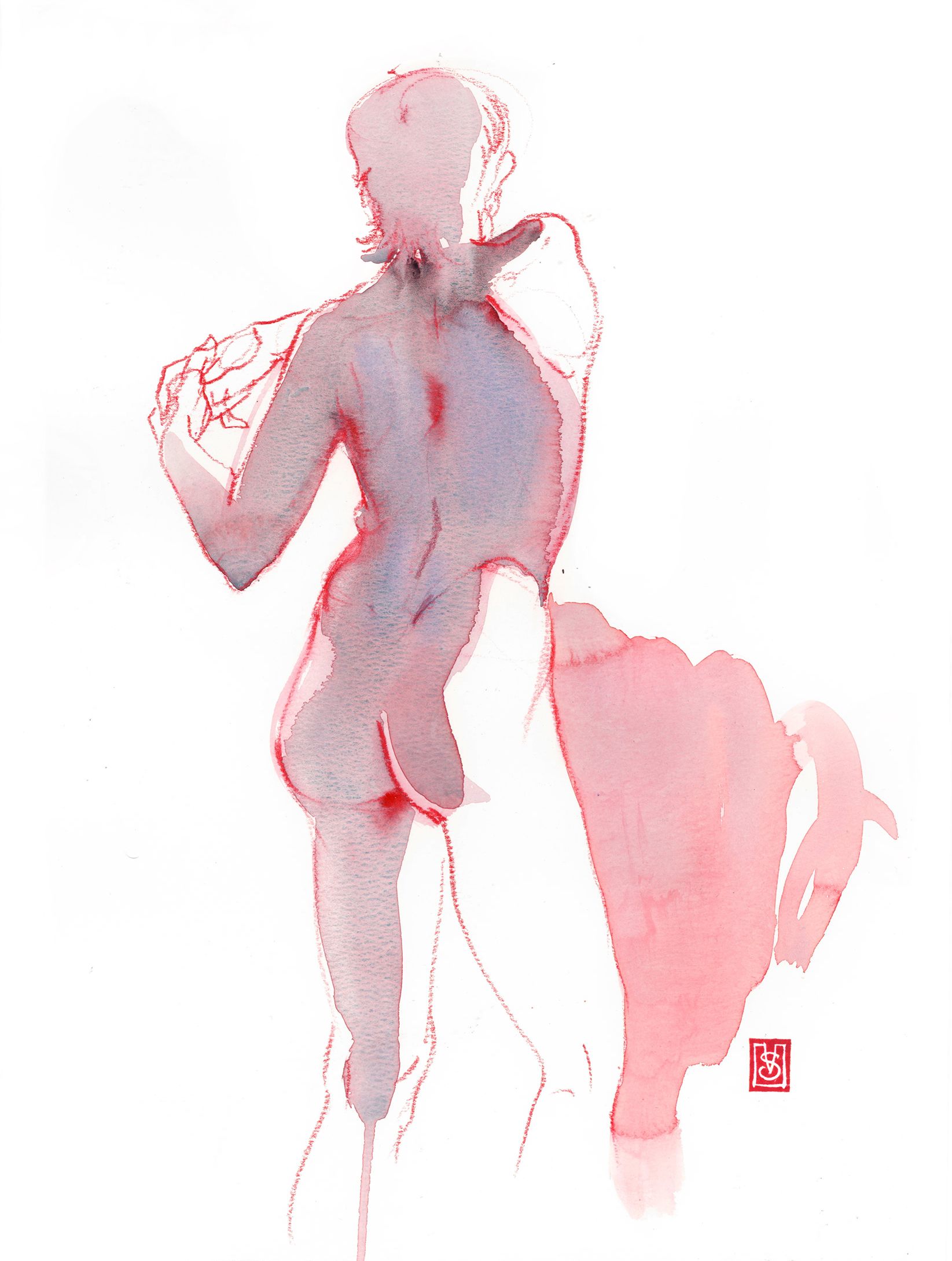 Виктория Севастьянова (Авторская графика - 
                  28 x 38 см) Nu life drawing 0150