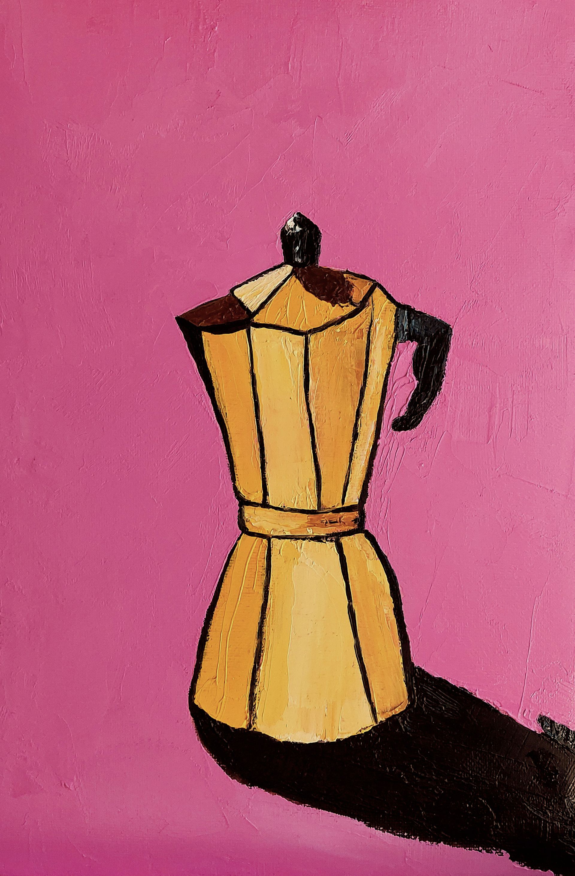 Оливия Лем (Картина, живопись - 
                  20 x 30 см) Yellow moka pot