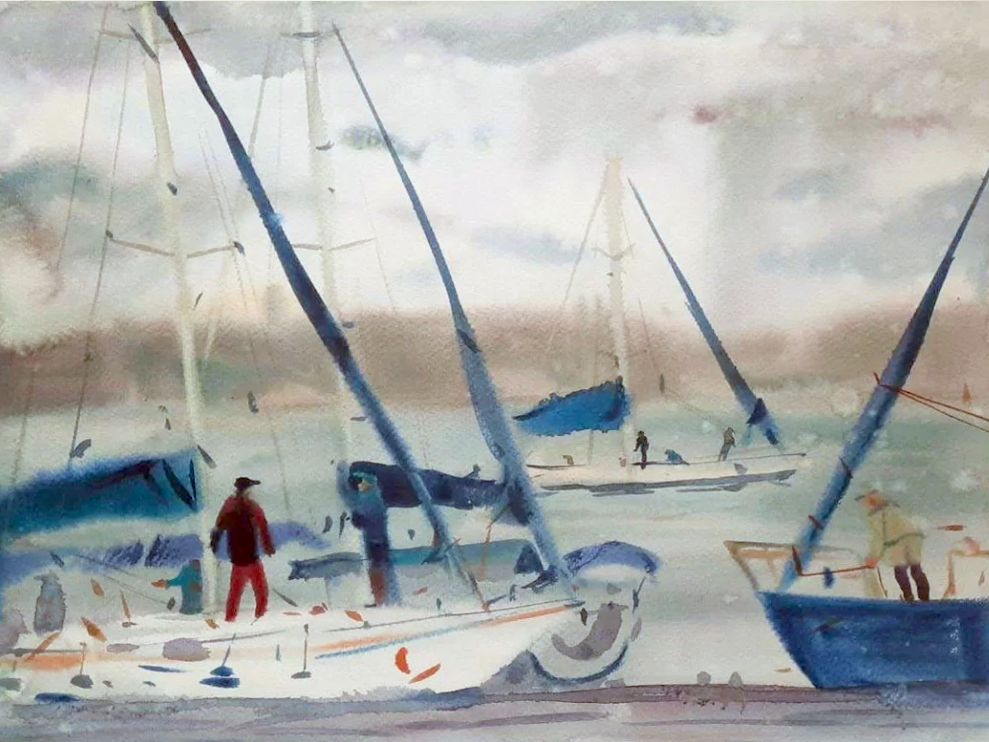 Евгения Сопова (Авторская графика - 
                  50 x 40 см) После регаты